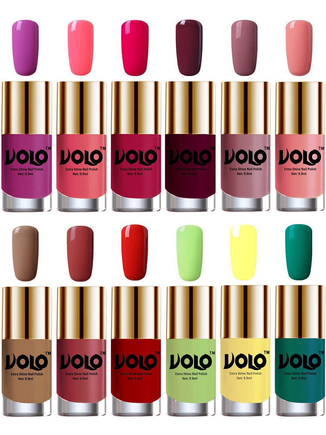 VOLO Set Of 12 Luxury Super Shine Nail Polish-Vibrant Shades-Combo No-53