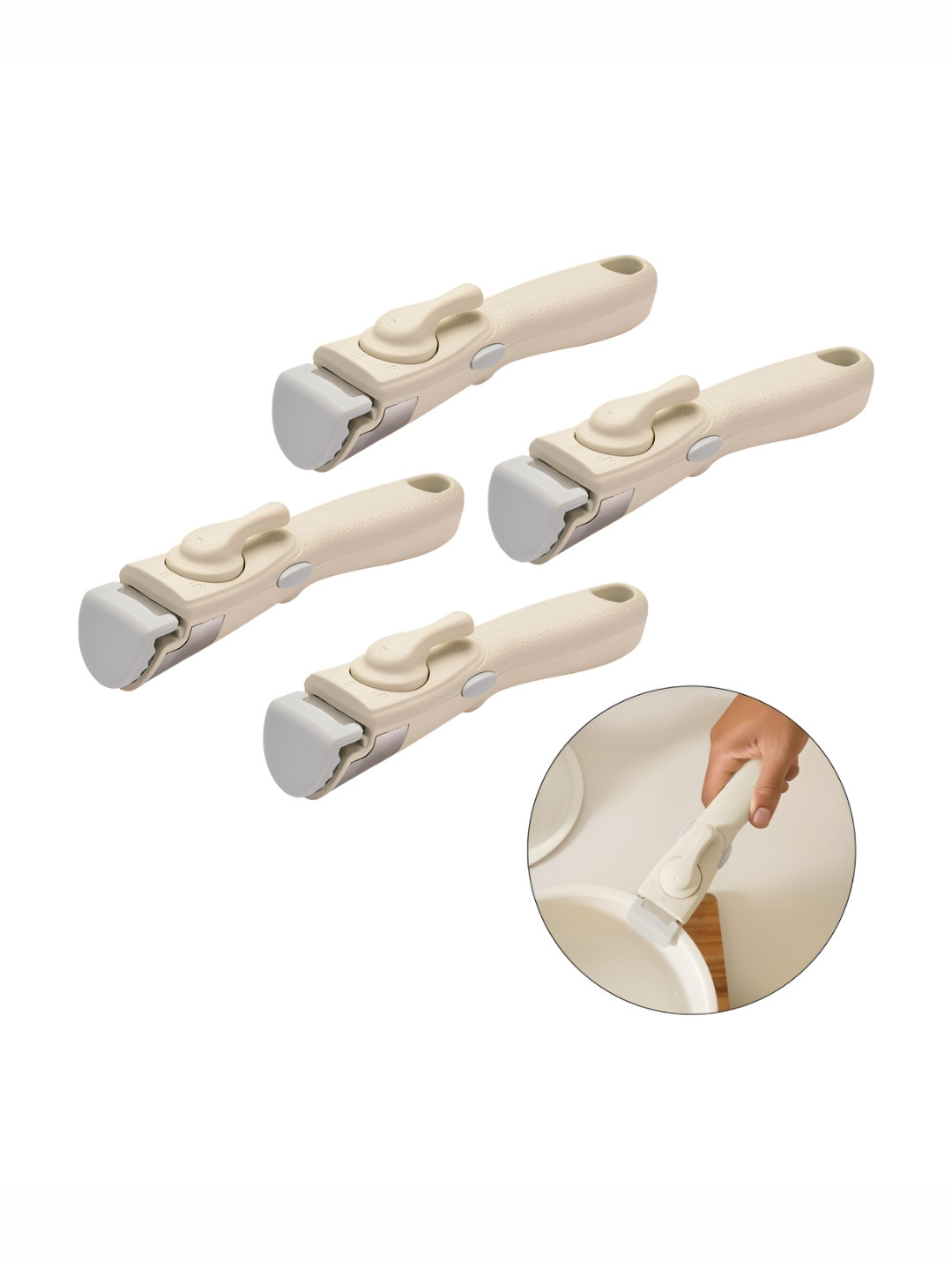 The Better Home White & Beige 4 Pieces Dishwasher Safe Detachable Cookware Handle