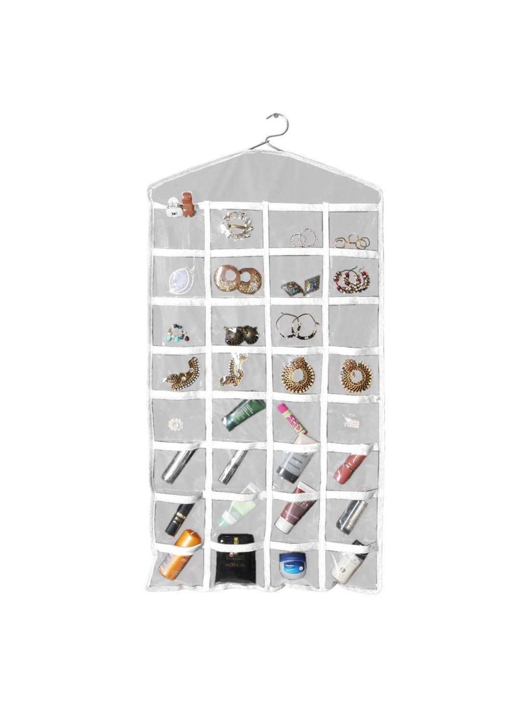 prettykrafts Grey & White Reusable Hanging Jewellery Organiser