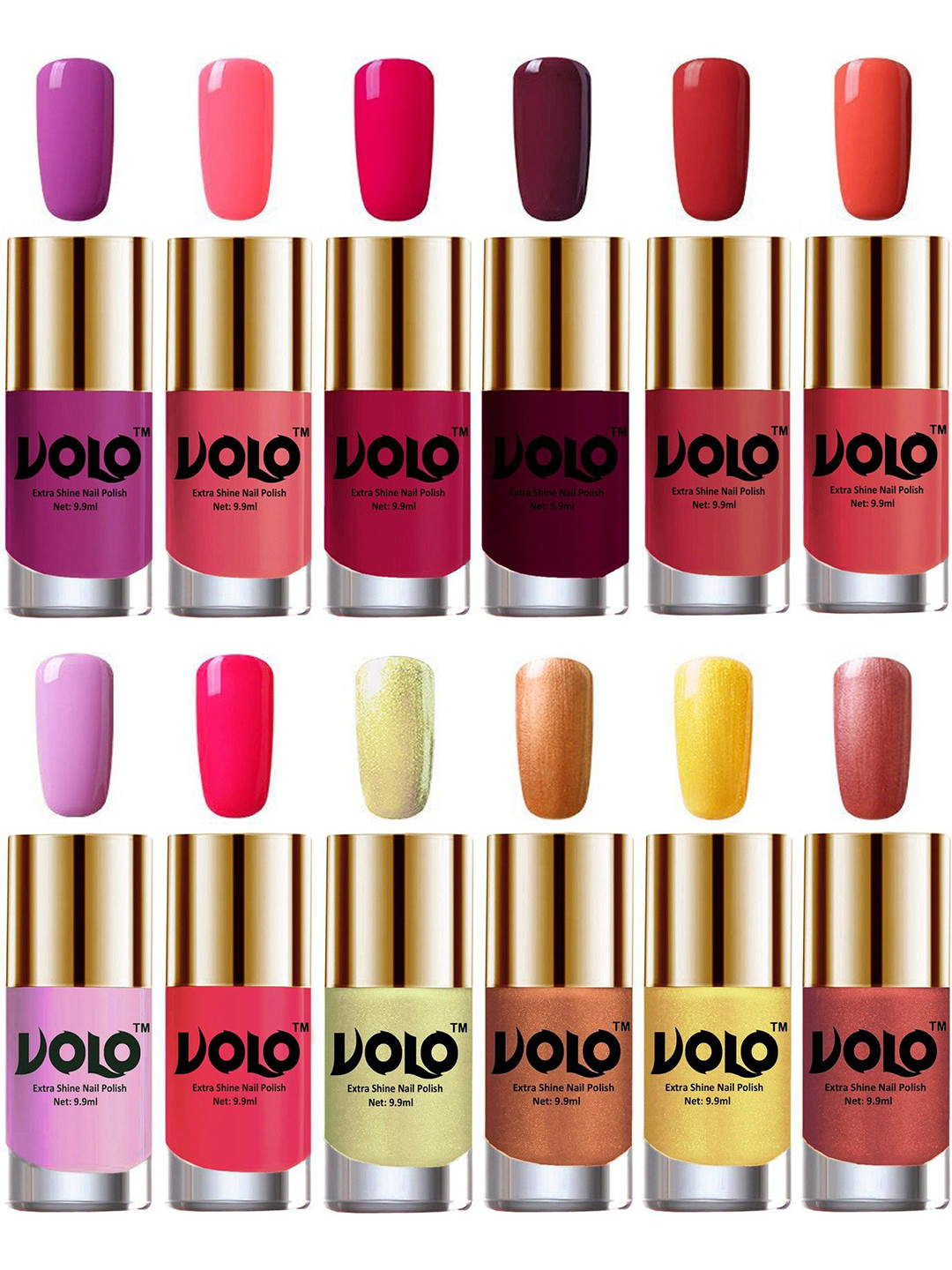 VOLO Set Of 12 Extra Shine Nail Polish- 9.9ml Each-Combo-No-59