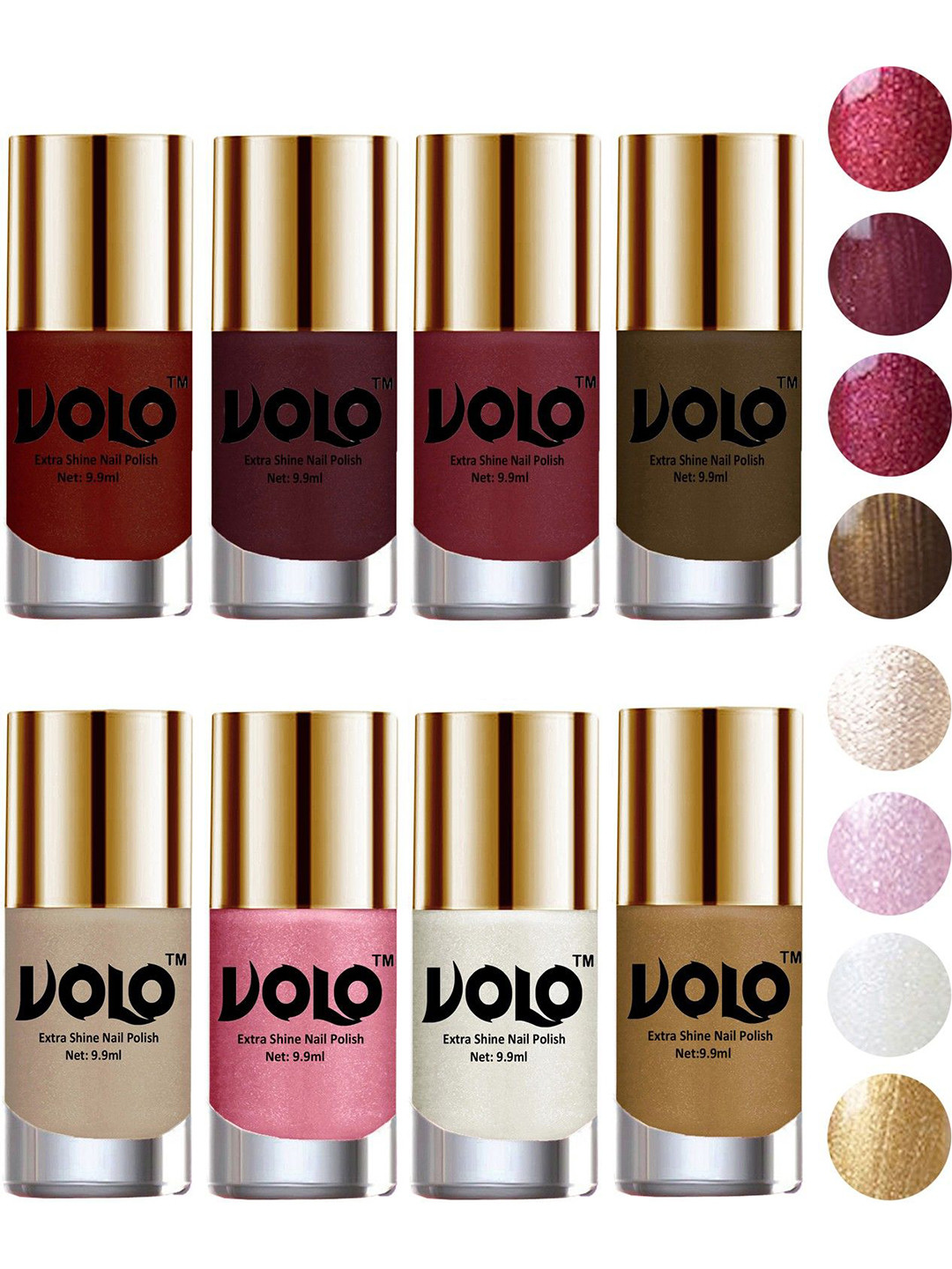 VOLO Set Of 12 High-Shine Long Lasting Non Toxic Nail Polish - 10 ml Each-Combo-No-01