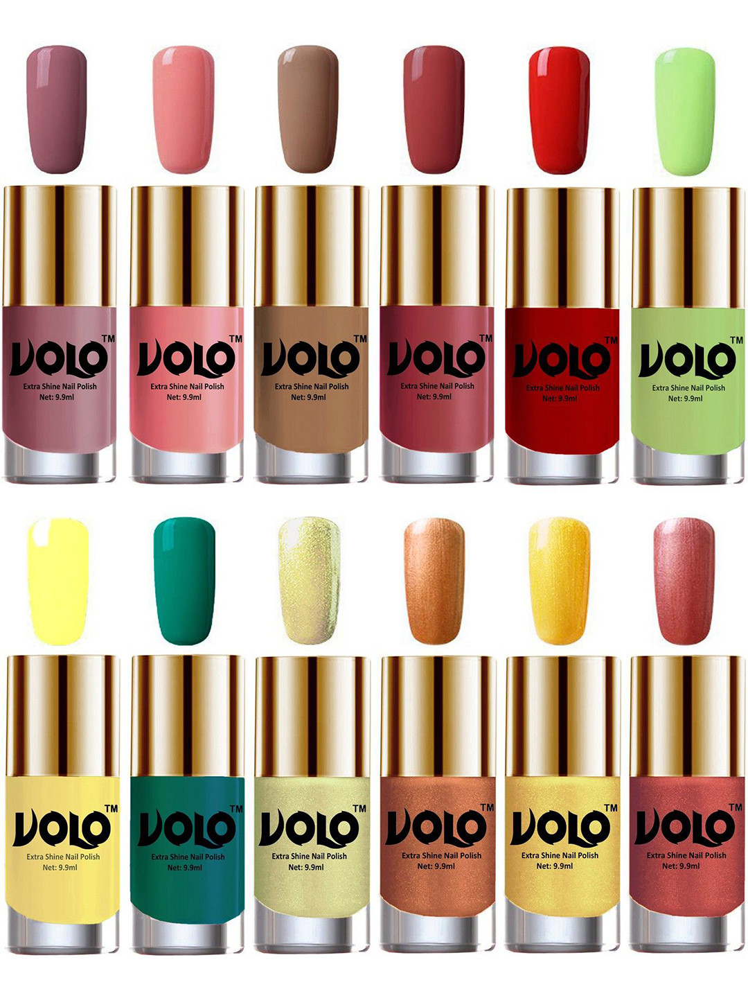 VOLO Set Of 12 Luxury Super Shine Nail Polish - 9.9 ml Each-Combo No-232