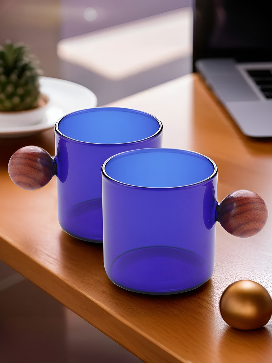 The Better Home 50Th Birthday Blue Borosilicate Glass Microwave Safe 2 Piece Mug-120ml