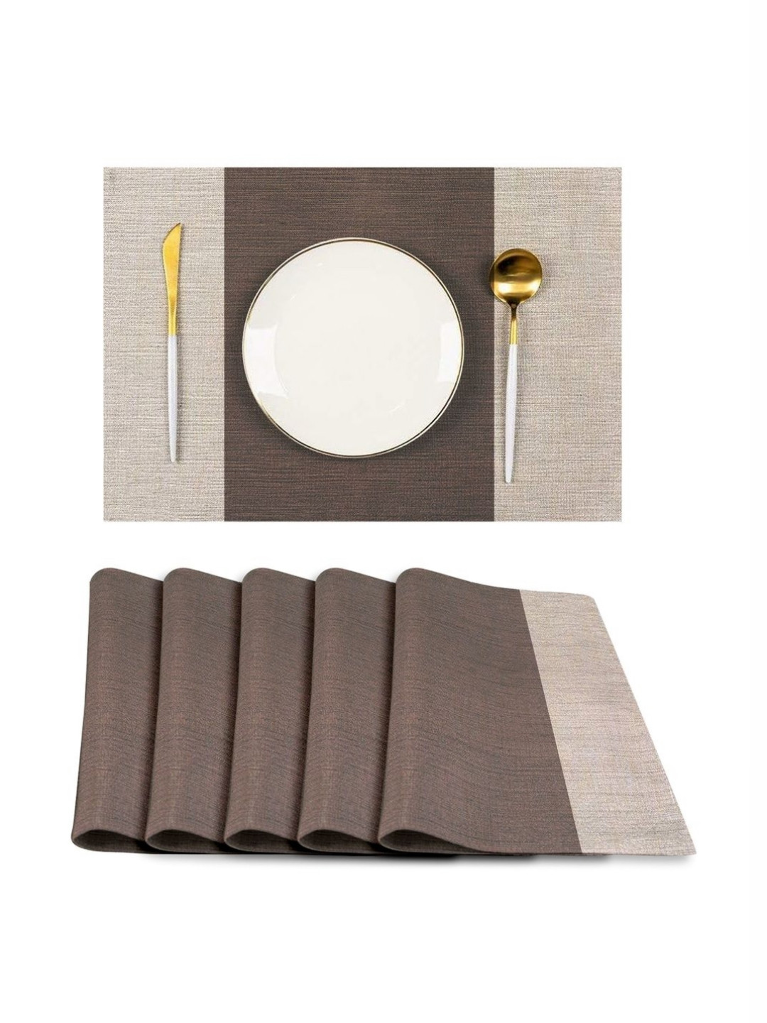 TIED RIBBONS Brown 6 Pieces Rectangle Shape Table Placemats