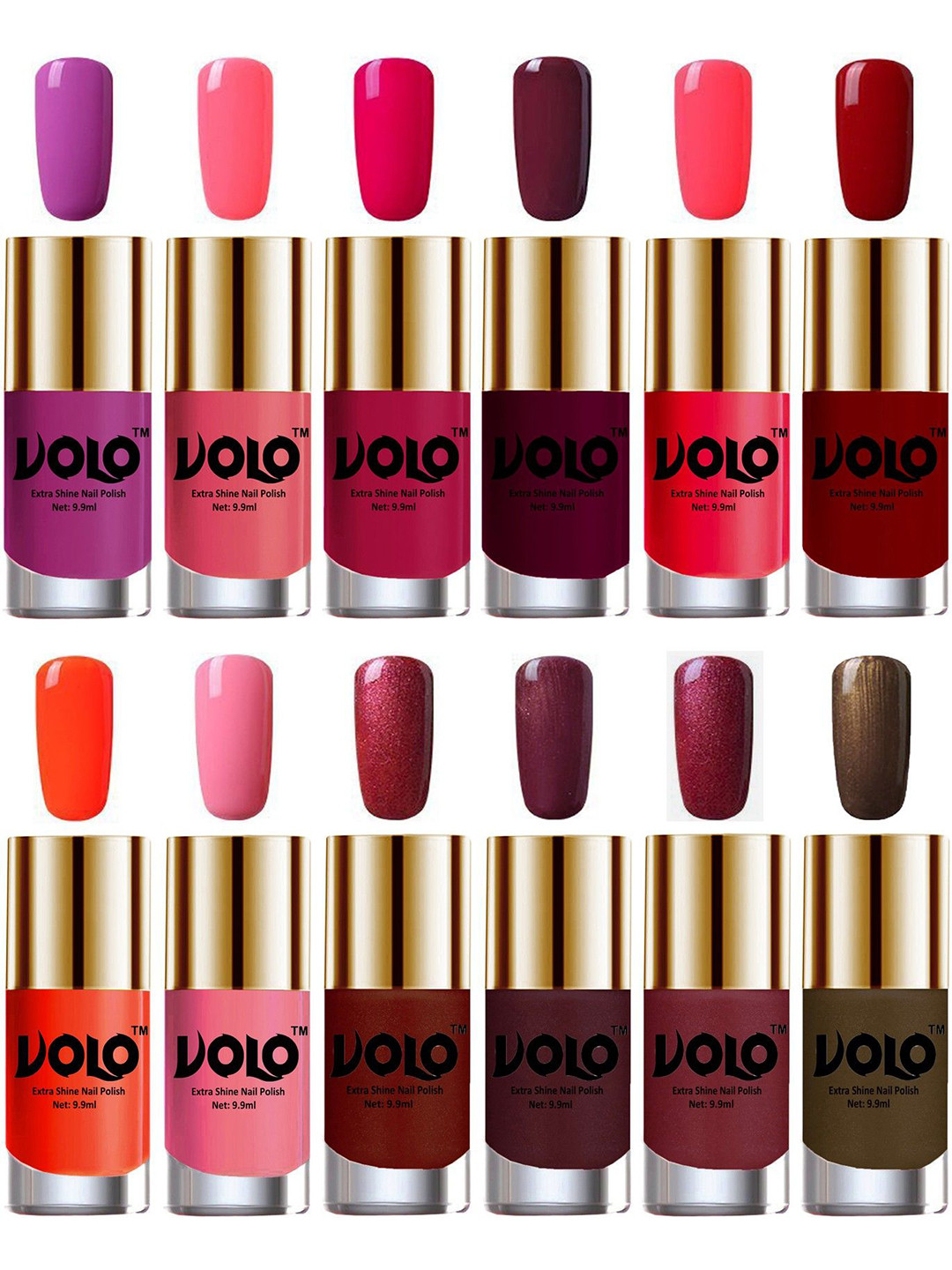 VOLO Set of 12 Luxury Super Shine Vibrant Shades Nail Polish-9ml Each-Combo No-72
