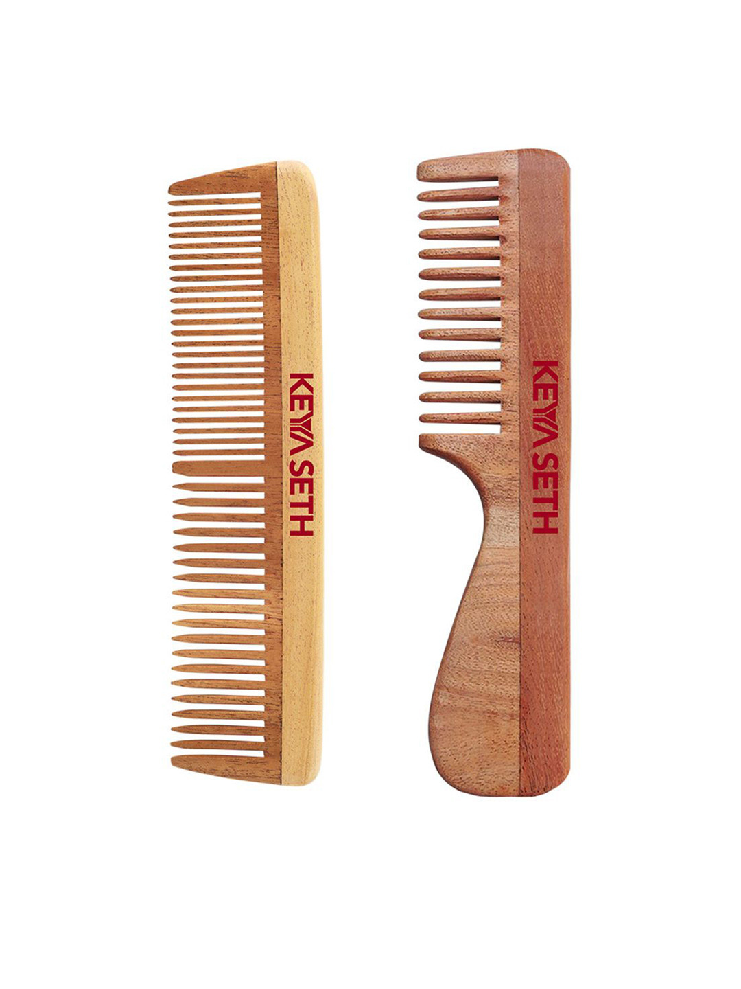 KEYA SETH AROMATHERAPY  Set Of 2 Neem Wooden Wide Tooth Combs