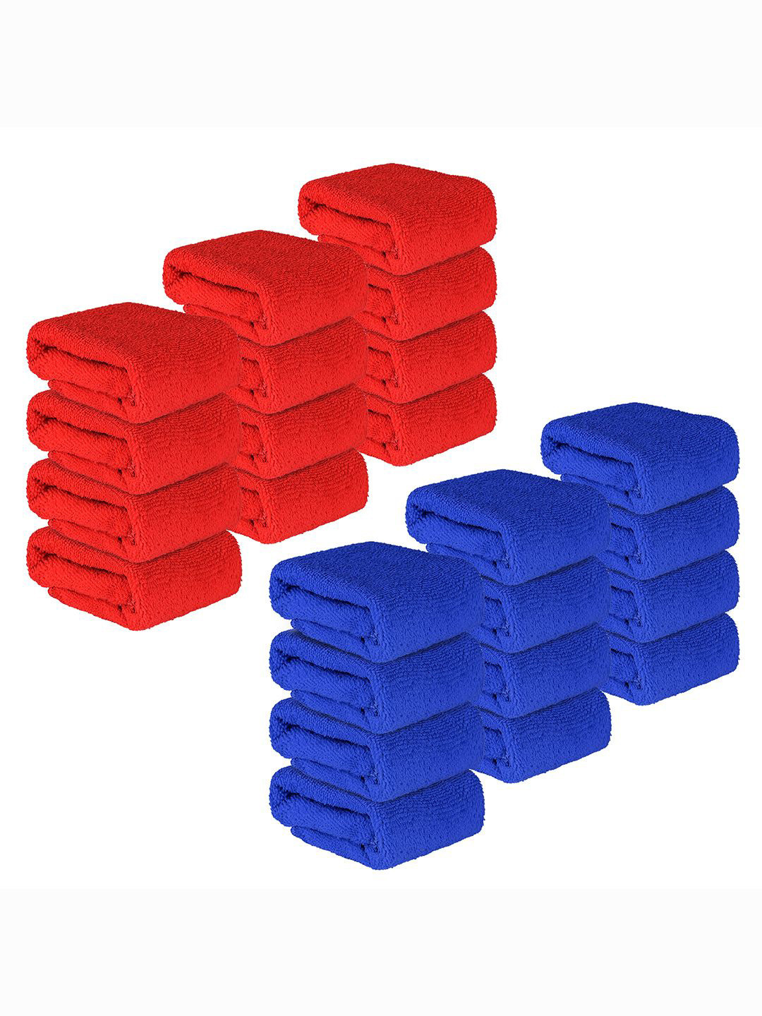 Kuber Industries Red & Blue 24 Pieces Super Absorbent 250 GSM Microfibre Face Towels