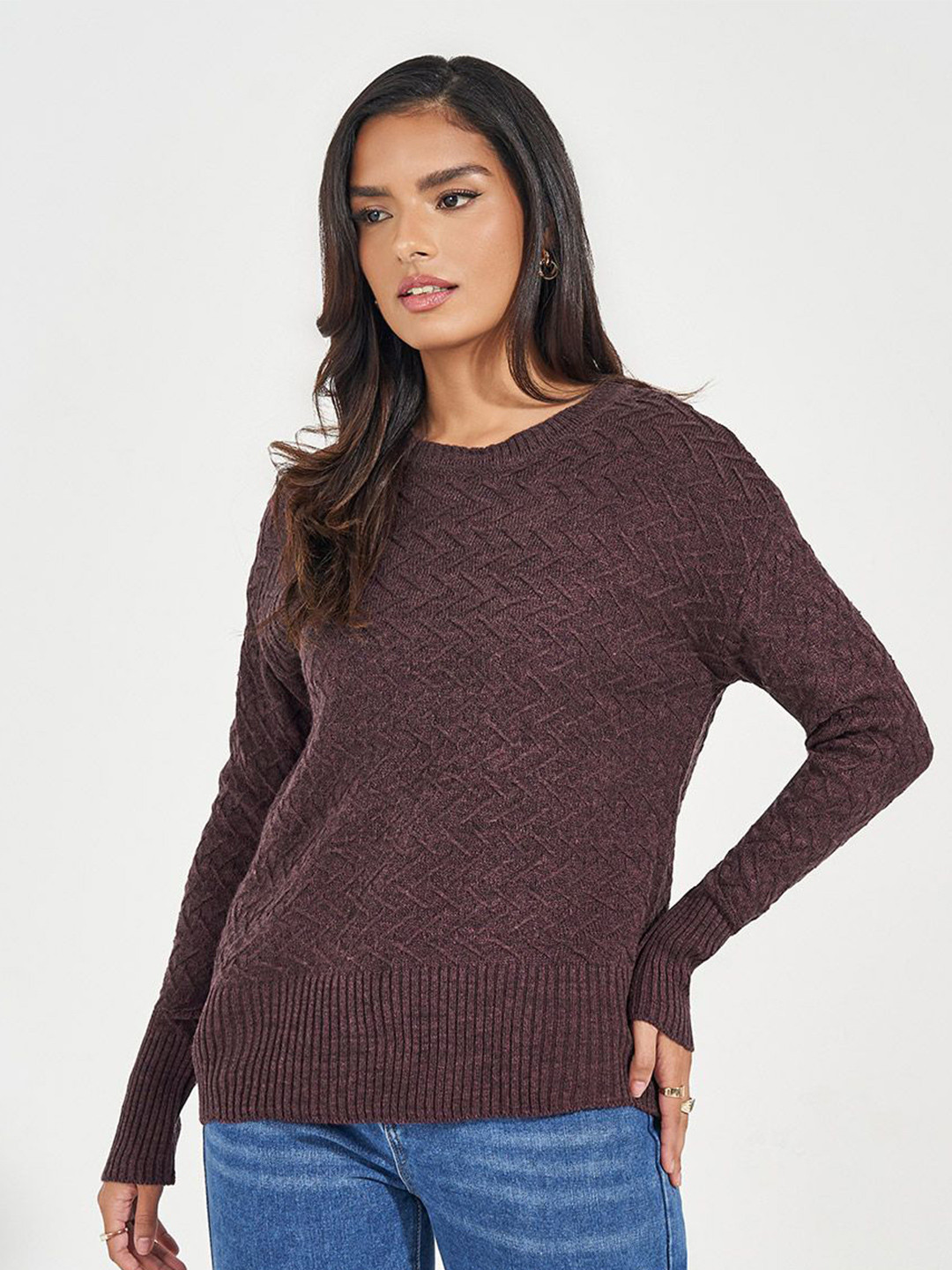 Women Regular Length Regular Fit Sweater With Side Slit