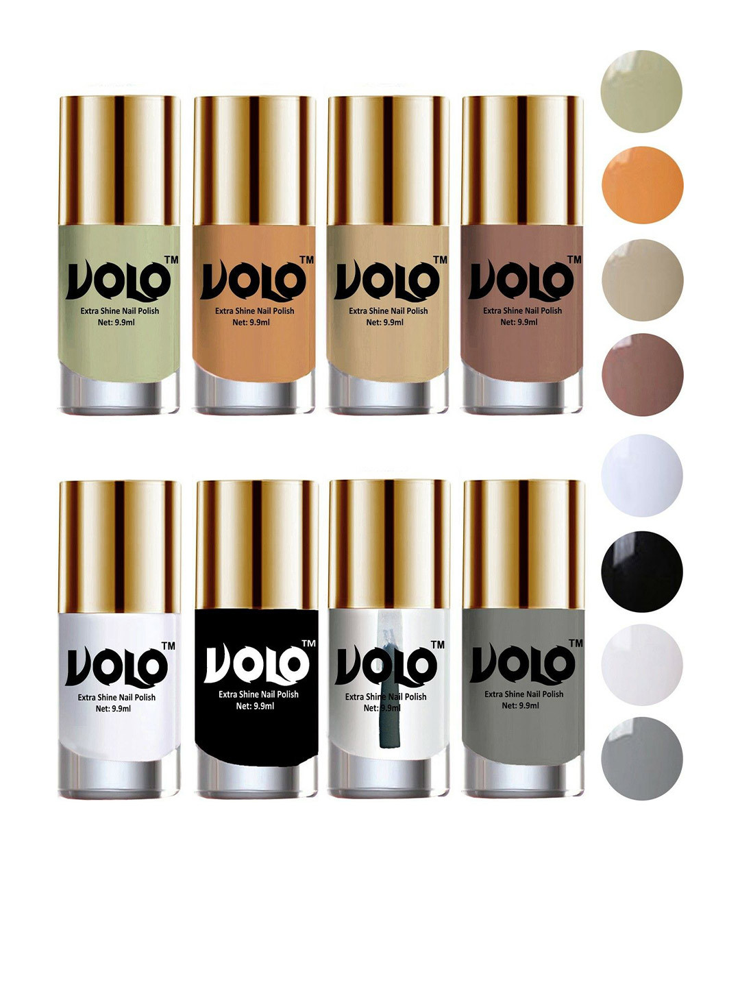 VOLO Set of 8 High-Shine Professional Nail Polish-9ml Each-Combo No-34