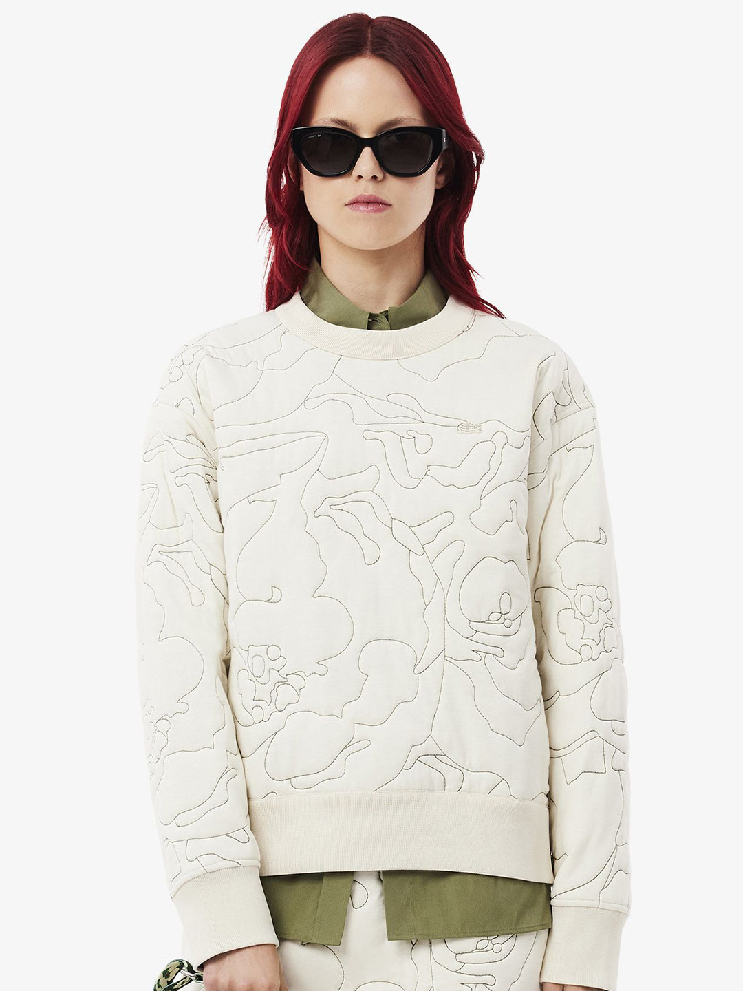 Lacoste Women Reversible Oversized Pure Cotton Sweatshirt