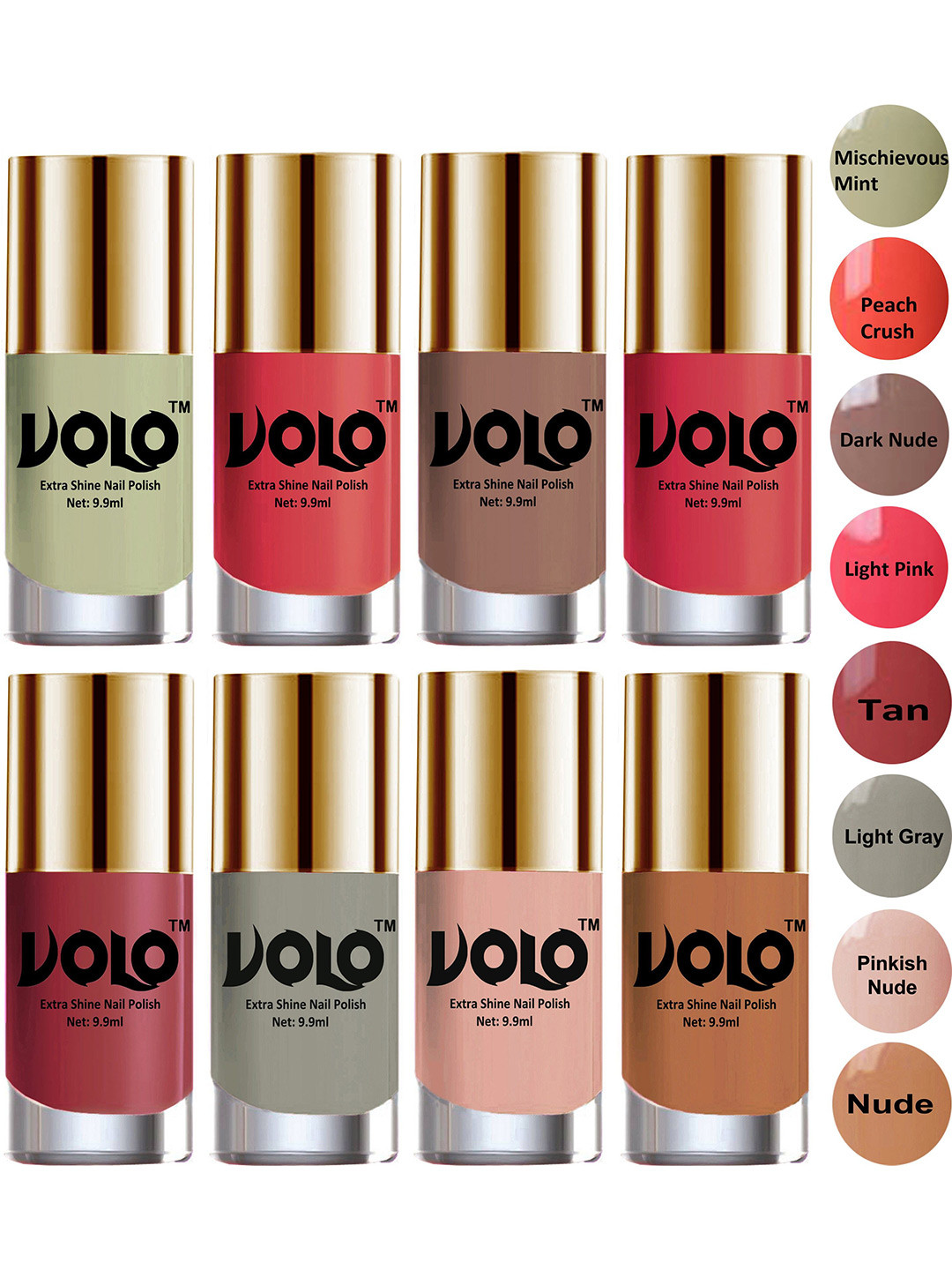 VOLO Set Of 8 Luxury Super Shine Nail Polish - 10 ml Each-Combo-No-03