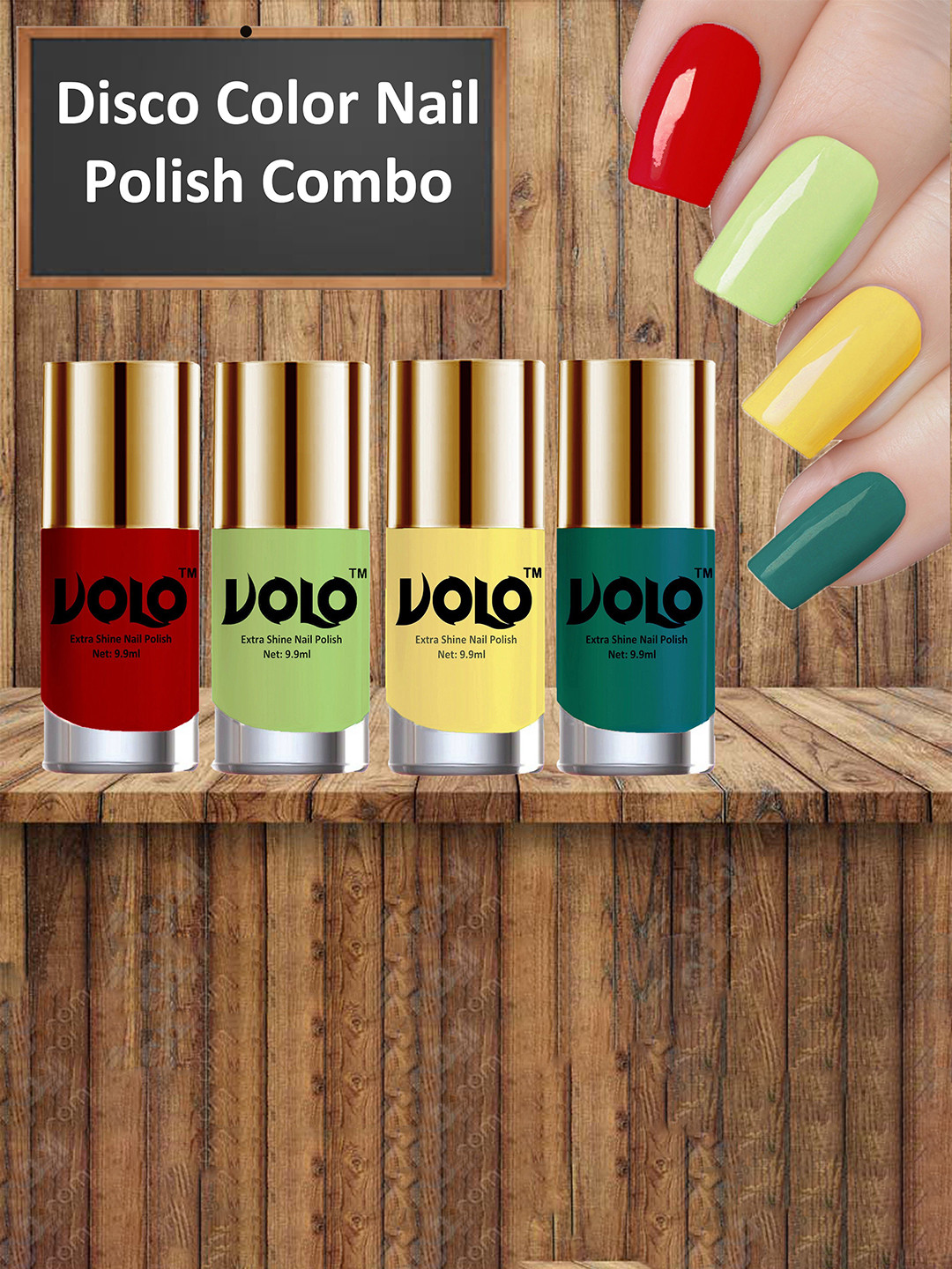 VOLO Set of 4 HD Colors High-Shine Professional Nail Polish-9ml Each-Combo No 6