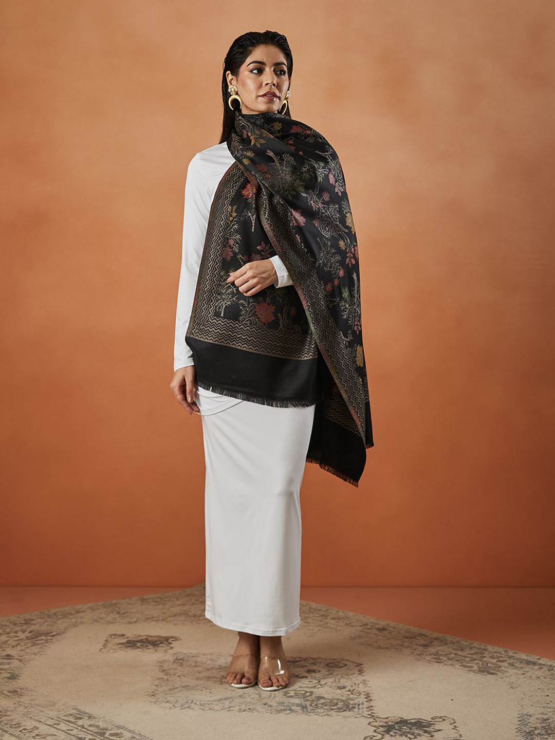 Pashmoda Women Ethnic Motifs Woven Design Stole