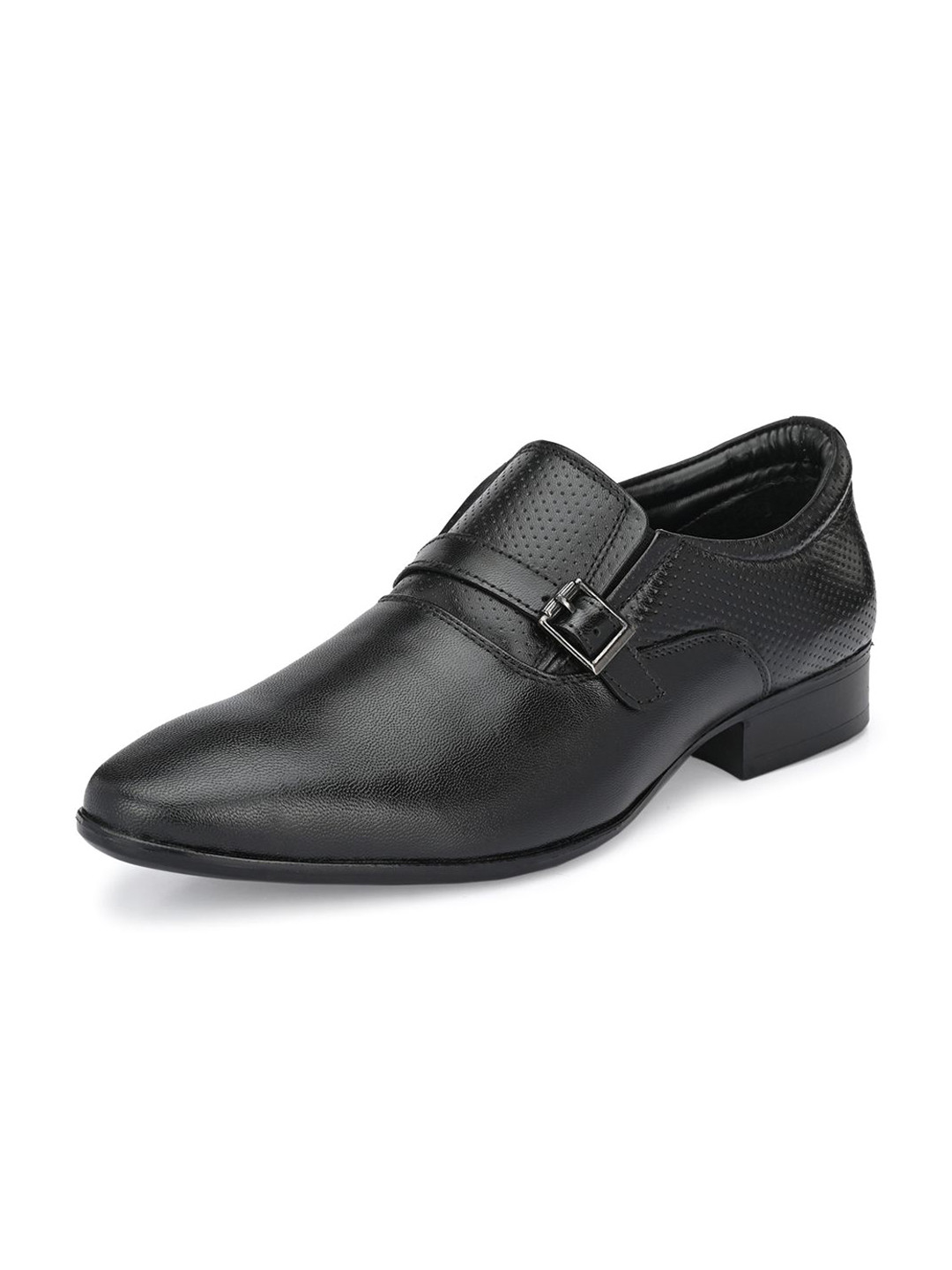Auserio Men Textured Leather Monk Formal Shoes