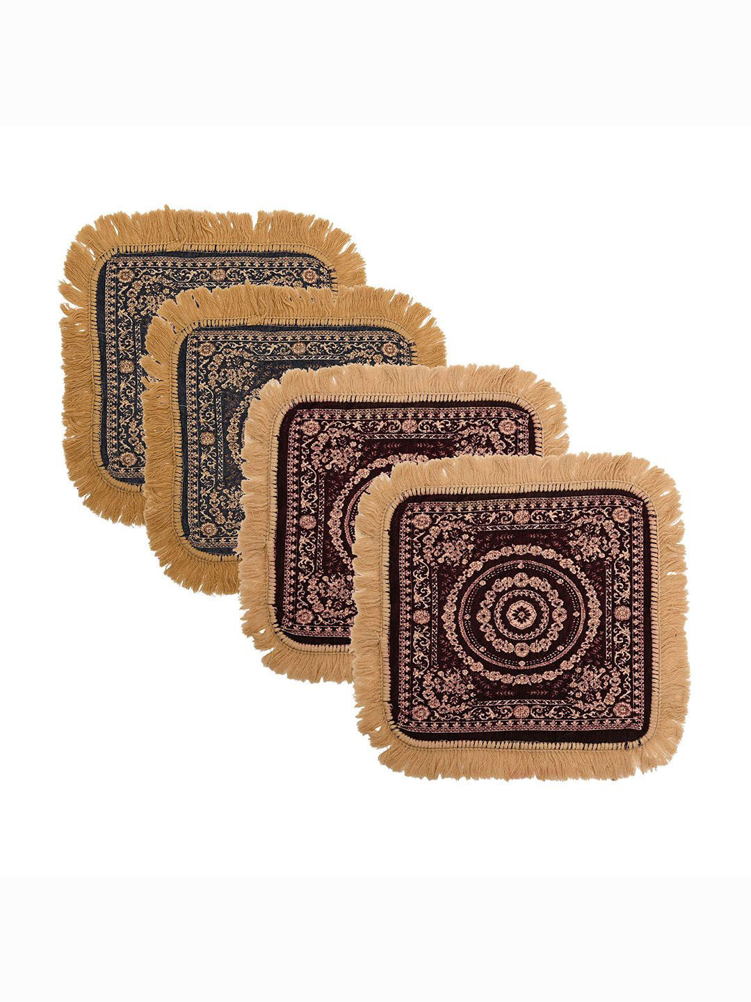 Kuber Industries Purple & Grey 4 Pieces Printed Pooja Mats