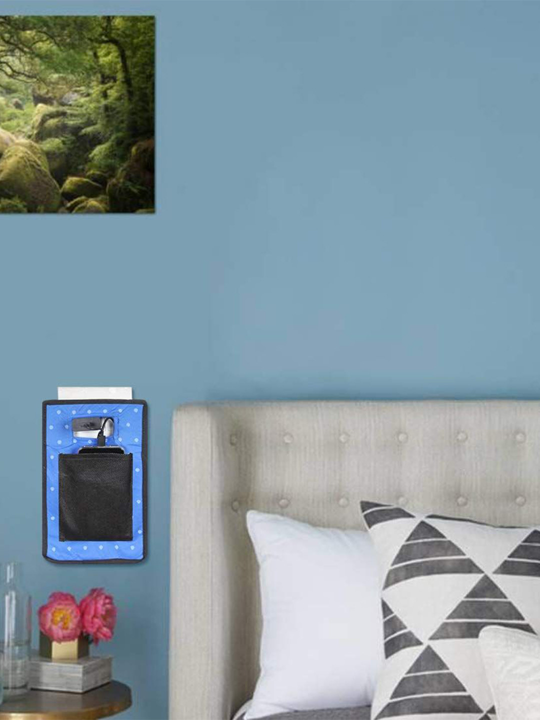 prettykrafts Blue & Black 2 Pieces Reusable Mobile Carrying Bag Organisers