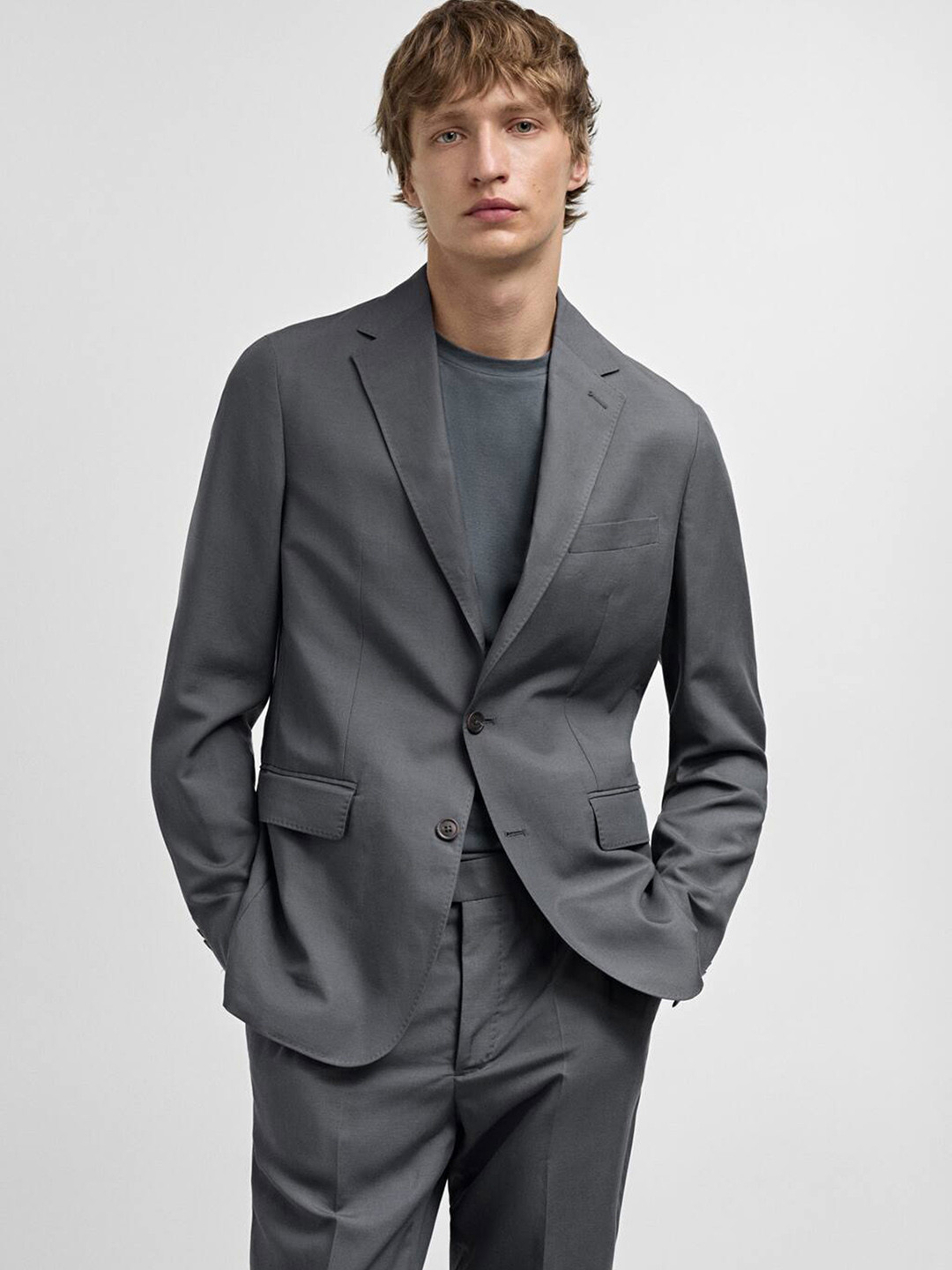 MANGO MAN Single-Breasted Slim Fit Suit Blazer