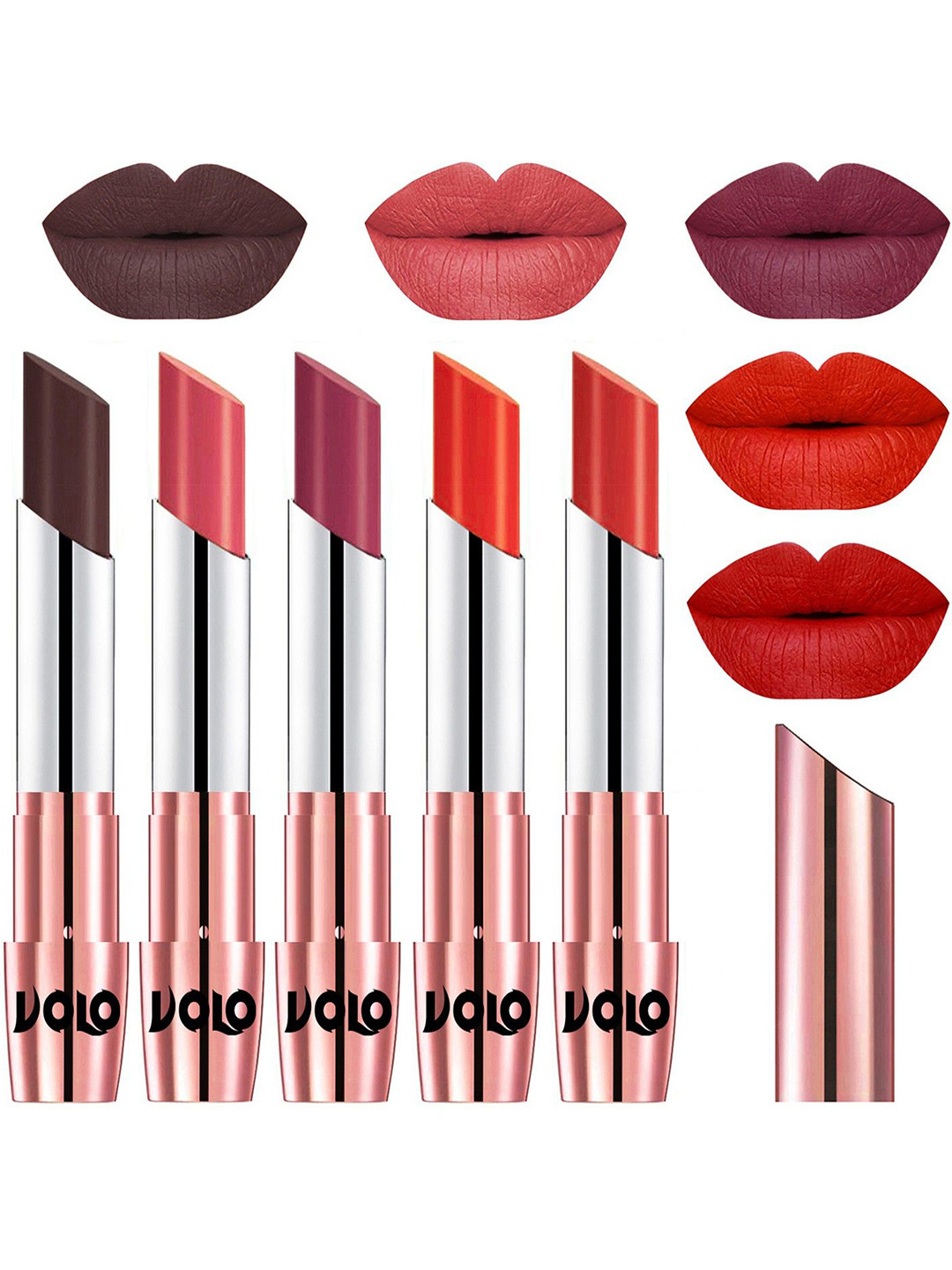 VOLO Set Of 5 Creme Matte Lipstick - 3.5 g Each - 35-37-38-39-49