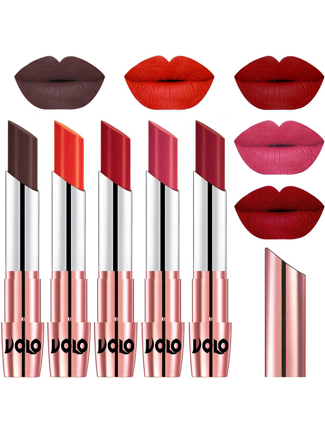 VOLO Set Of 5 Creme Matte Lipstick - 3.5 g Each - 35-39-40-41-43