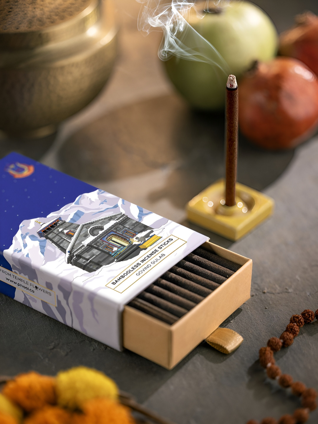 Phool Kedarnath Govind Gulab Dhoop Sticks - 27 Pcs Incense Sticks