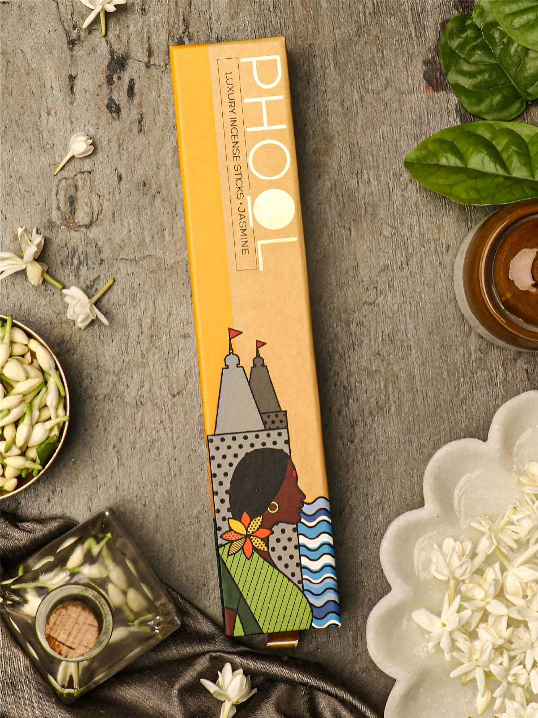 Phool Jasmine Agarbatti - 40 Pcs 100% Natural Incense Sticks for Pooja