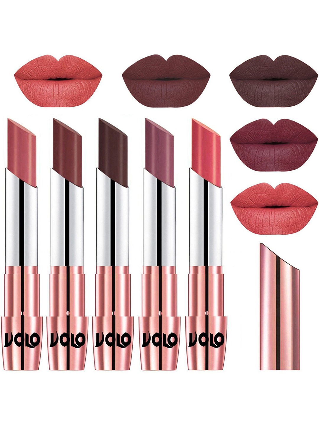 VOLO Set Of 5 Creme Matte Lipstick-3.5 g Each-32-34-35-36-37