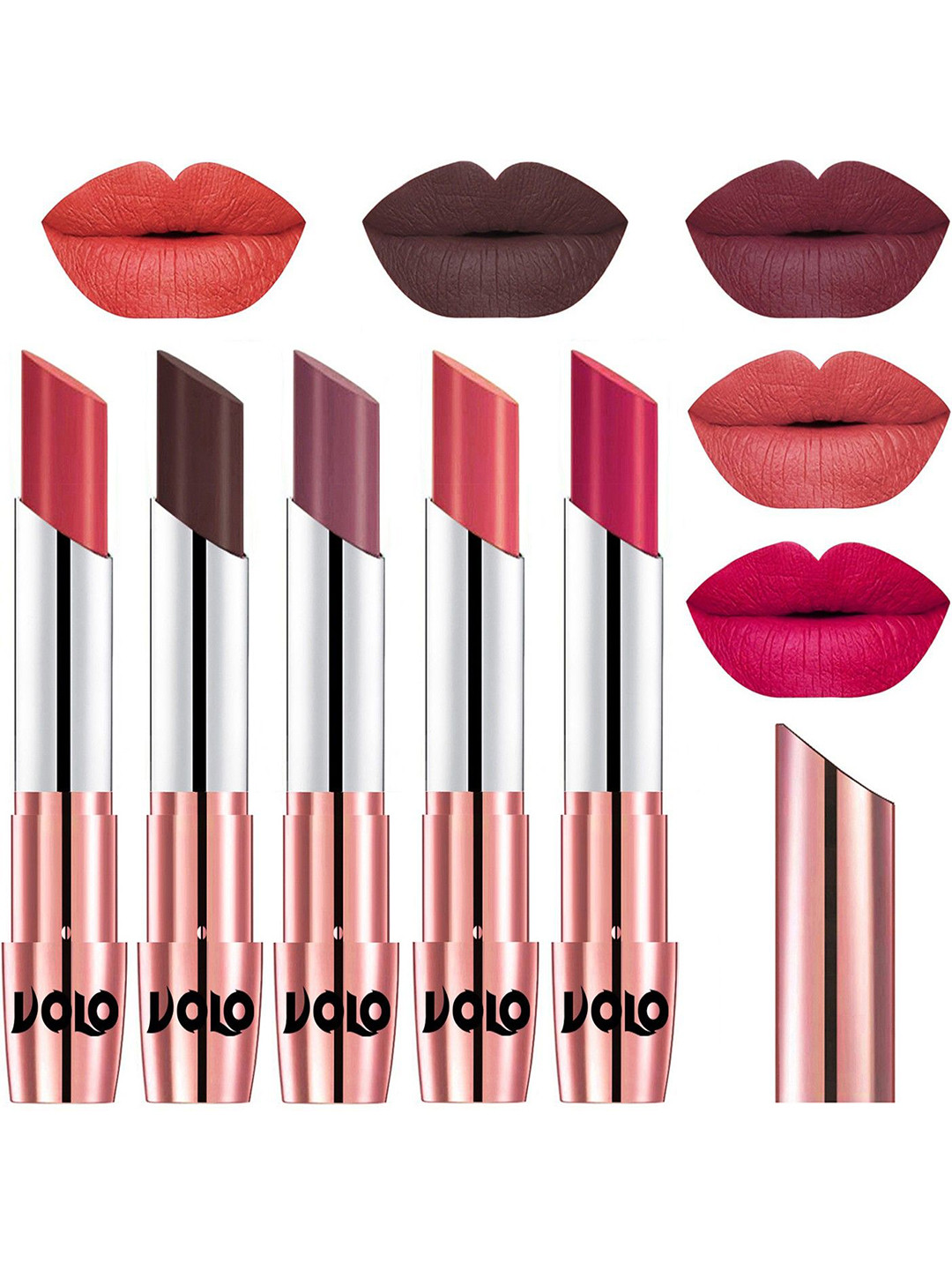 VOLO Set Of 5 Creme Matte Lipstick - 3.5 g Each - 33-35-36-37-44