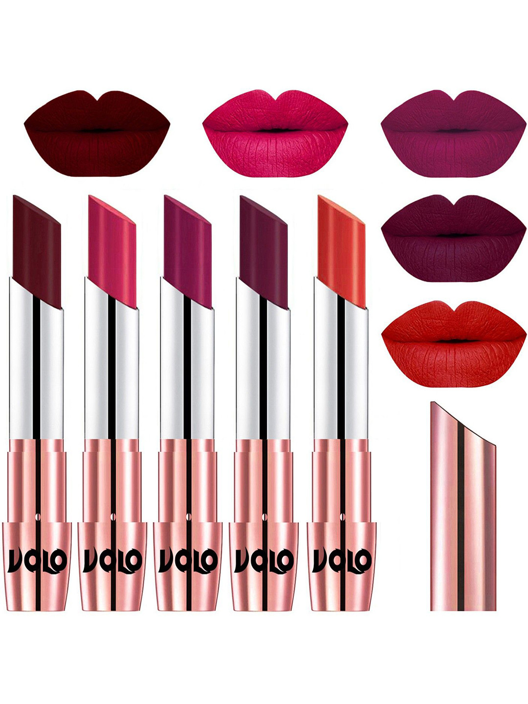 VOLO Set Of 5 Creme Matte Lipstick - 3.5 g Each - 42-44-45-47-49