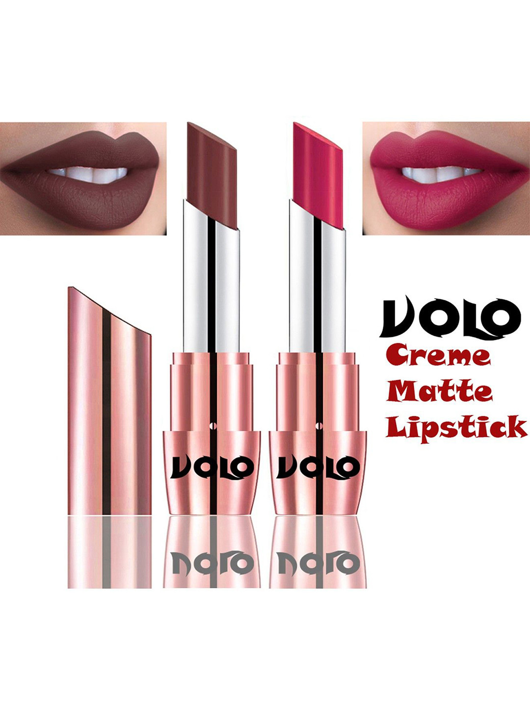 VOLO Set Of 2 Creme Matte Lipstick 3.5g Each -Coffee 634-Passion Pink 644