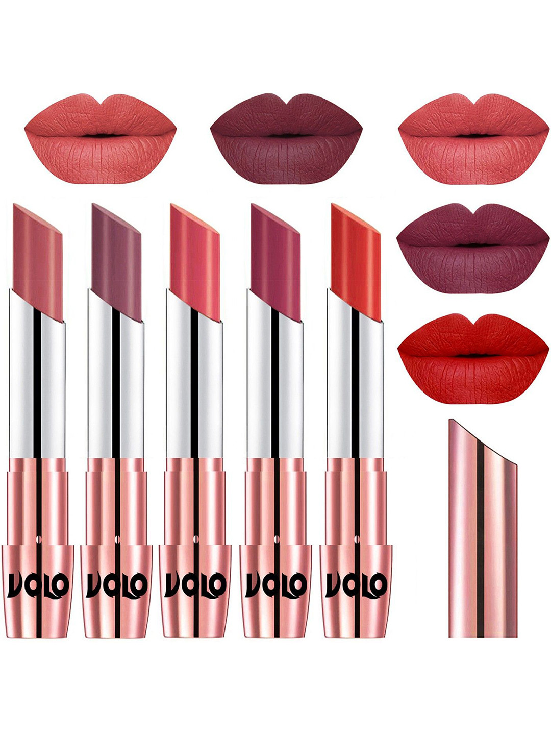 VOLO Set Of 5 Creme Matte Lipstick - 3.5g Each - 32-36-37-38-49