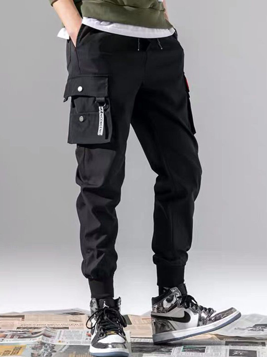 HERE&NOW Men Slim Fit Joggers Trousers 3003961-Black