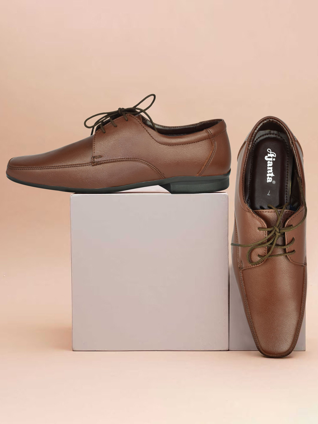 Ajanta Men Leather Solid Square Toe Formal Derbys
