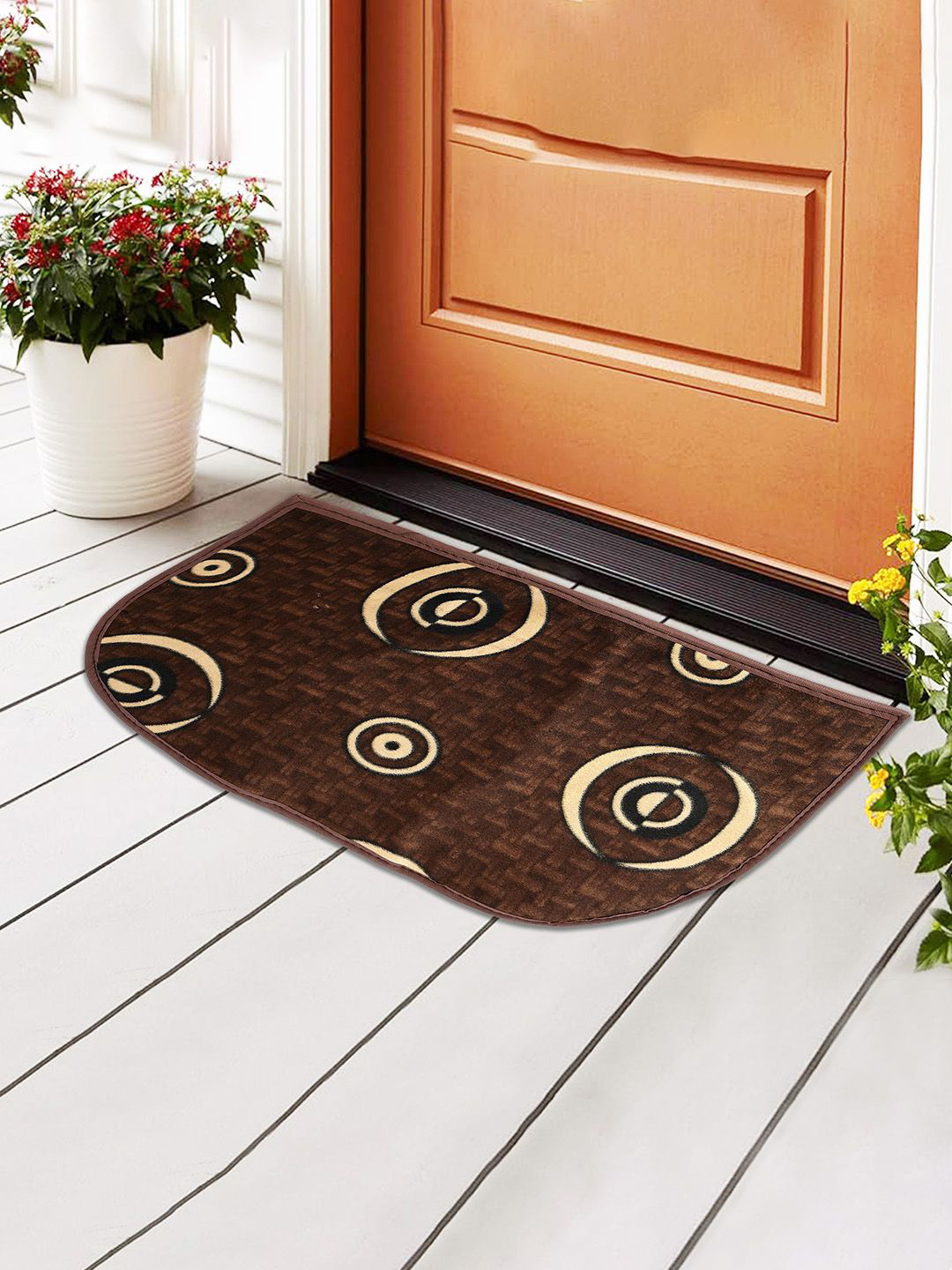 Kuber Industries Maroon & Cream Printed Absorbent Door Mat
