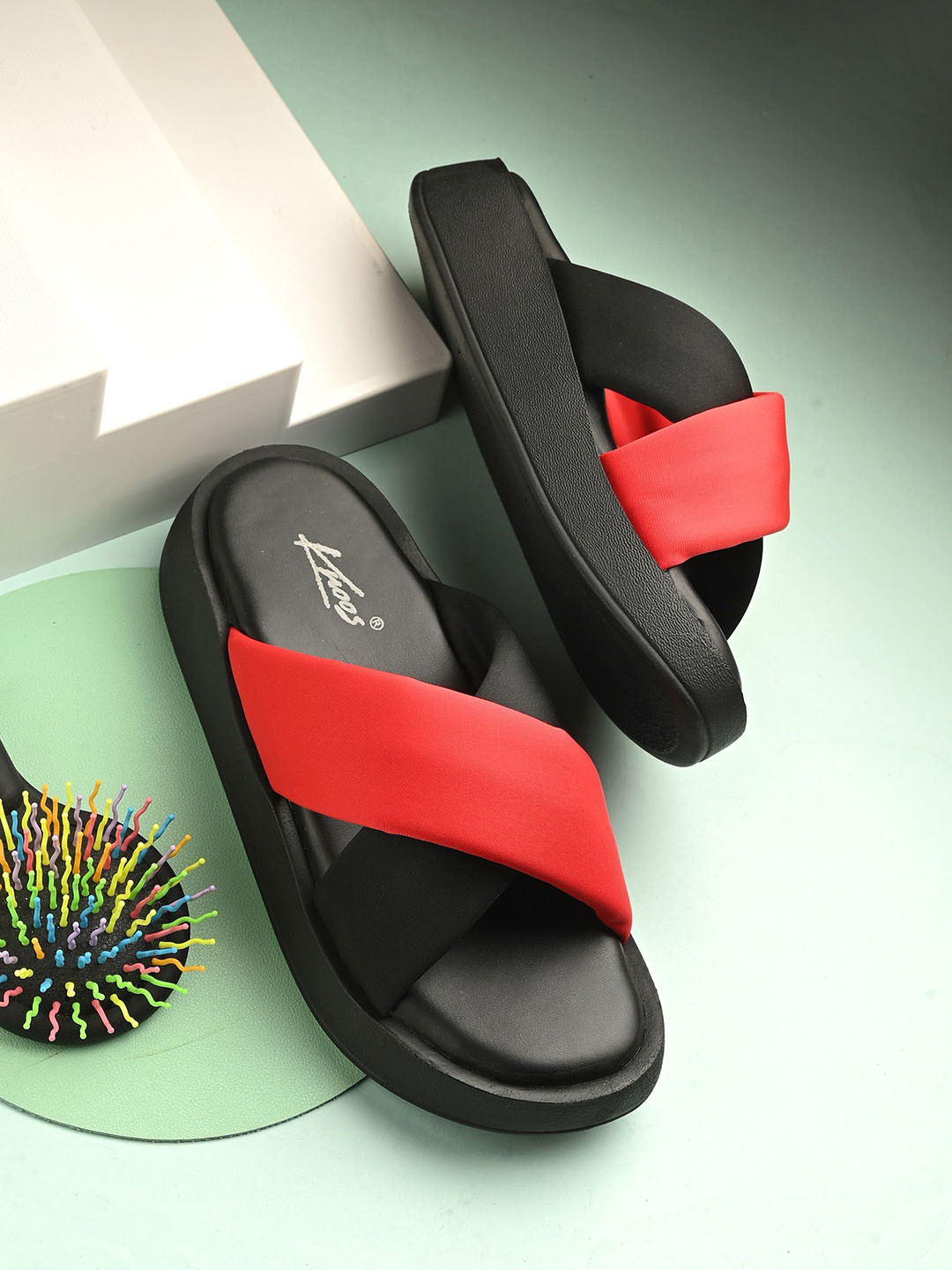 knoos Women Flatform colorblock Sandals Heels