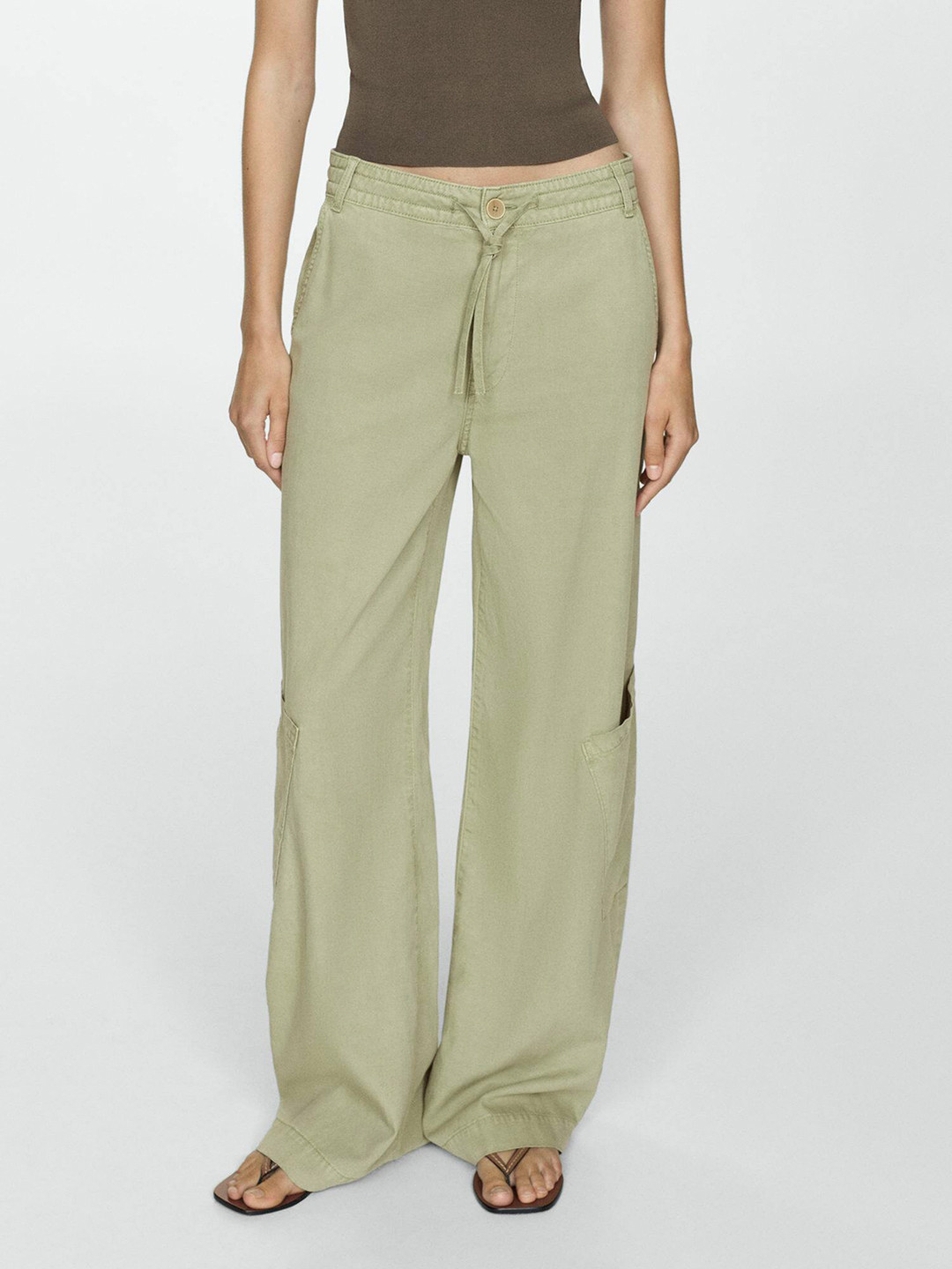 MANGO Women Cargo Style Wide Leg Trousers
