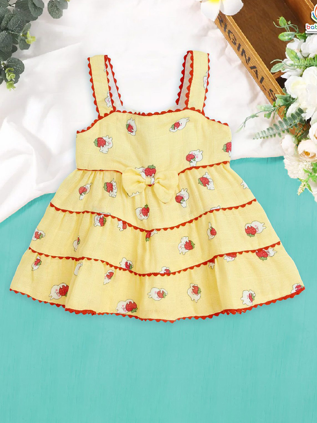Babywish Print Fit & Flare Dress BGFRKOCSL-23051-YL-TEDDY-03M-Yellow