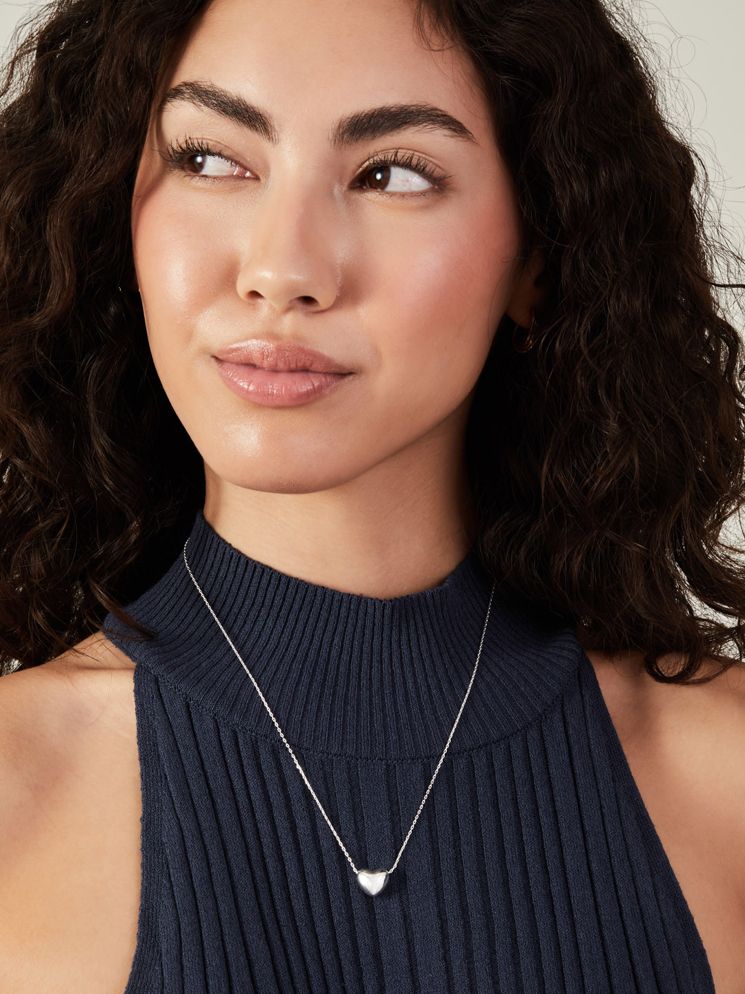 Accessorize Sterling Silver-Plated Puff Heart Pendant Necklace