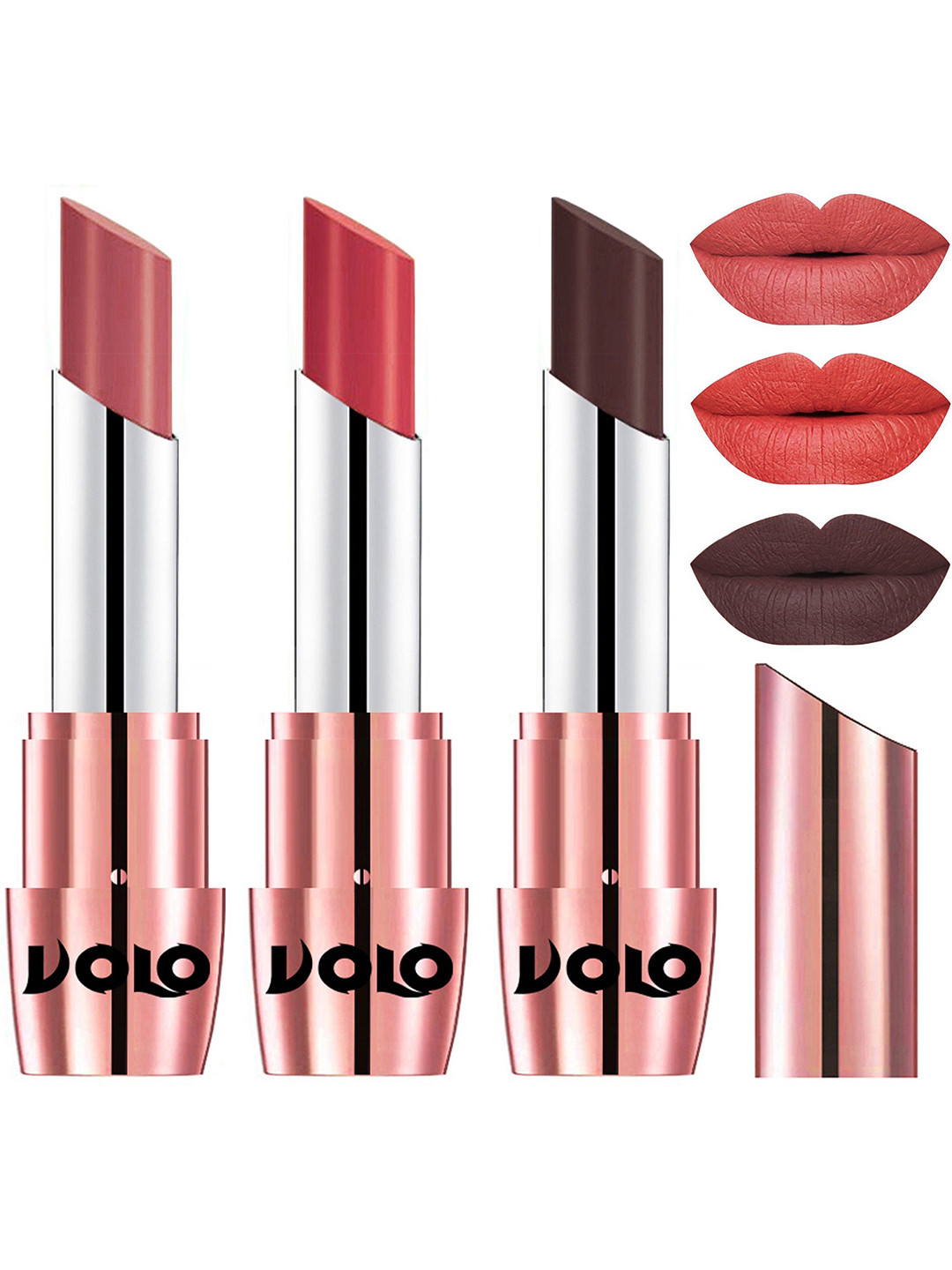 VOLO Set Of 3 Creme Matte Lipstick - 3.5 g Each - Shades 632-633-635