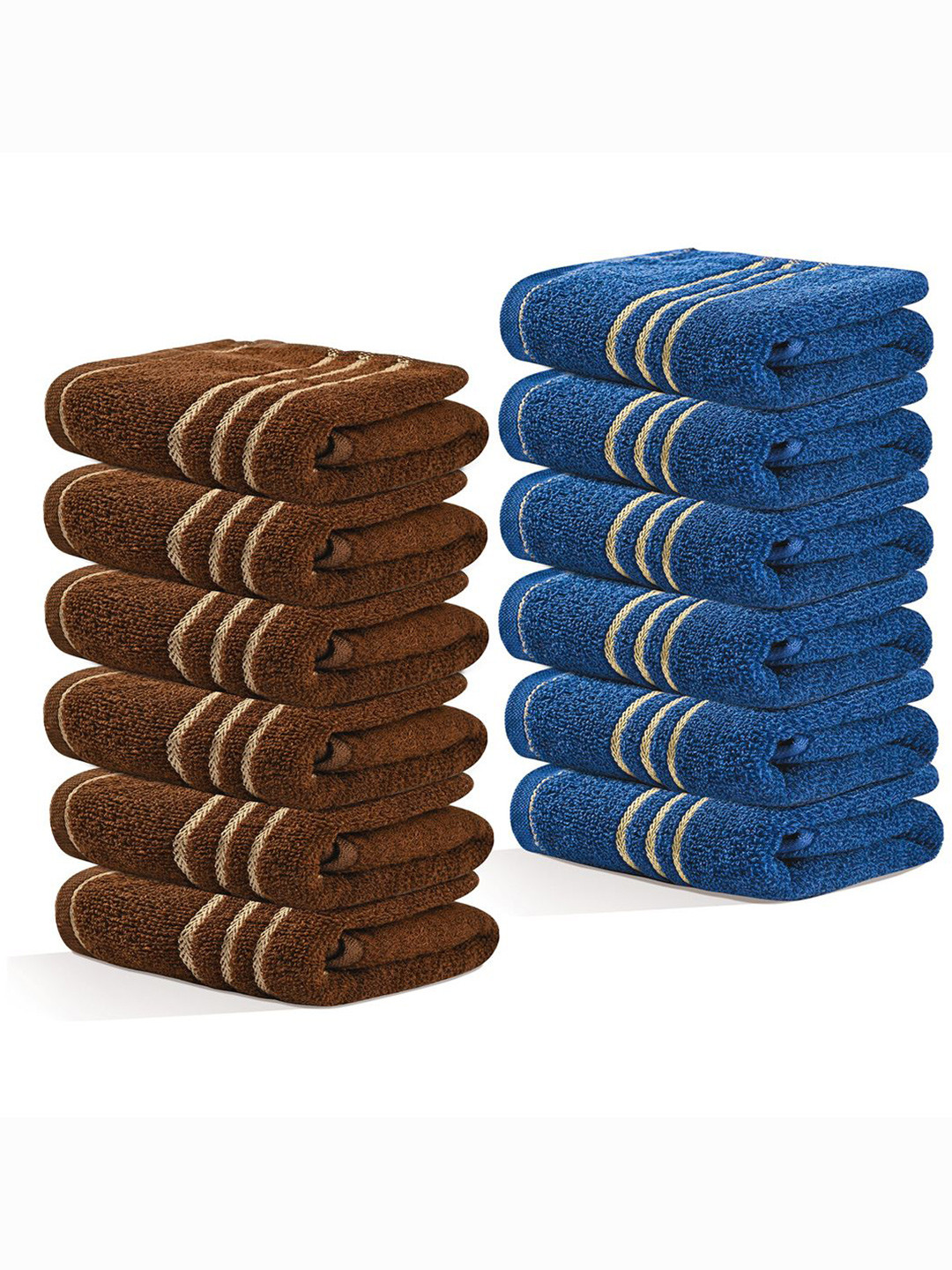 Kuber Industries 12 Pcs Brown & Grey Cotton 450 GSM Face Towel
