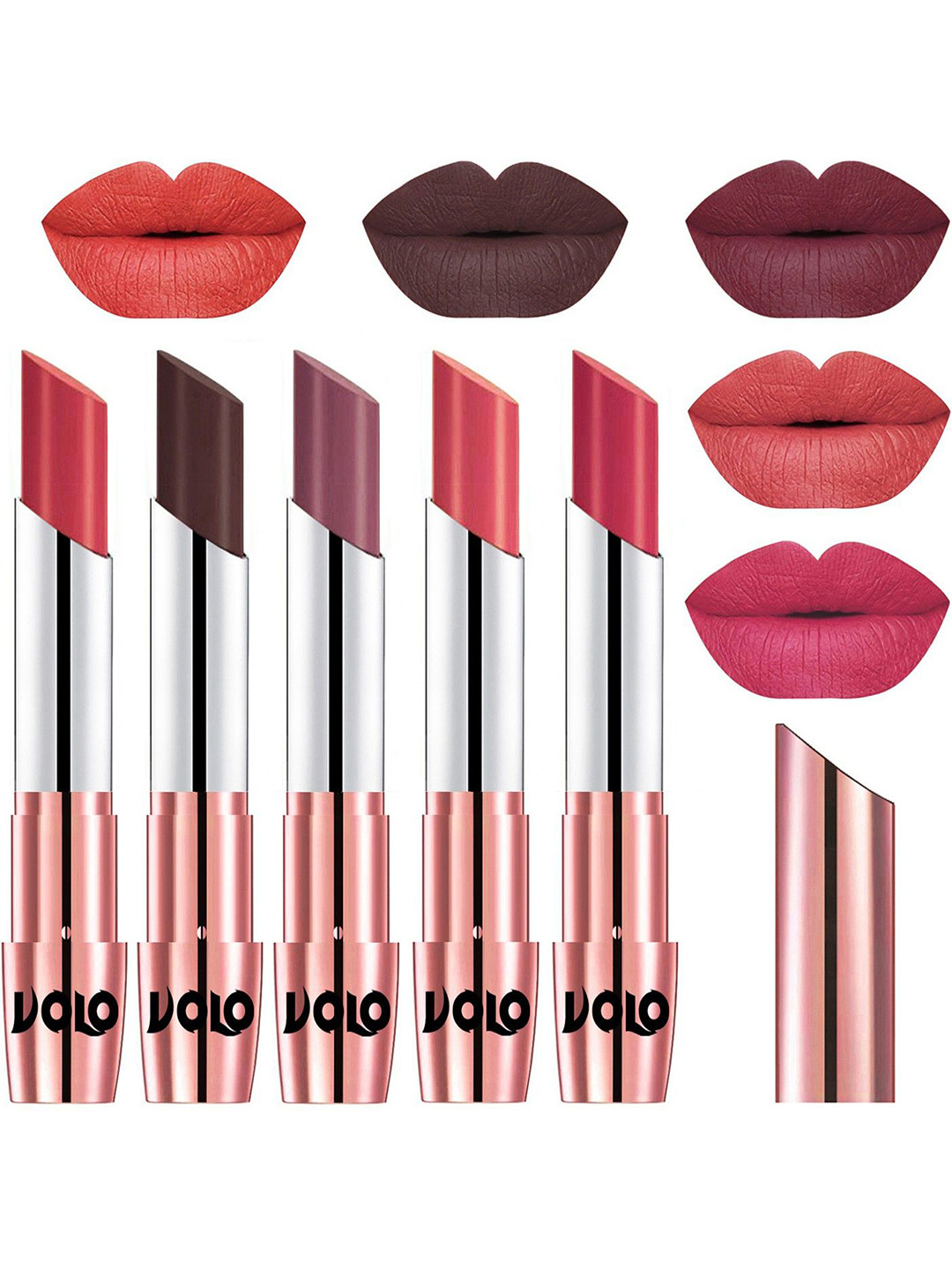 VOLO Set Of 5 Creme Matte Lipstick - 3.5 g Each - 33-35-36-37-41