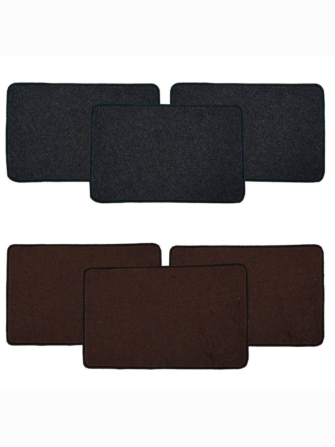 Kuber Industries Grey & Brown 6 Pieces Anti Skid Door Mat