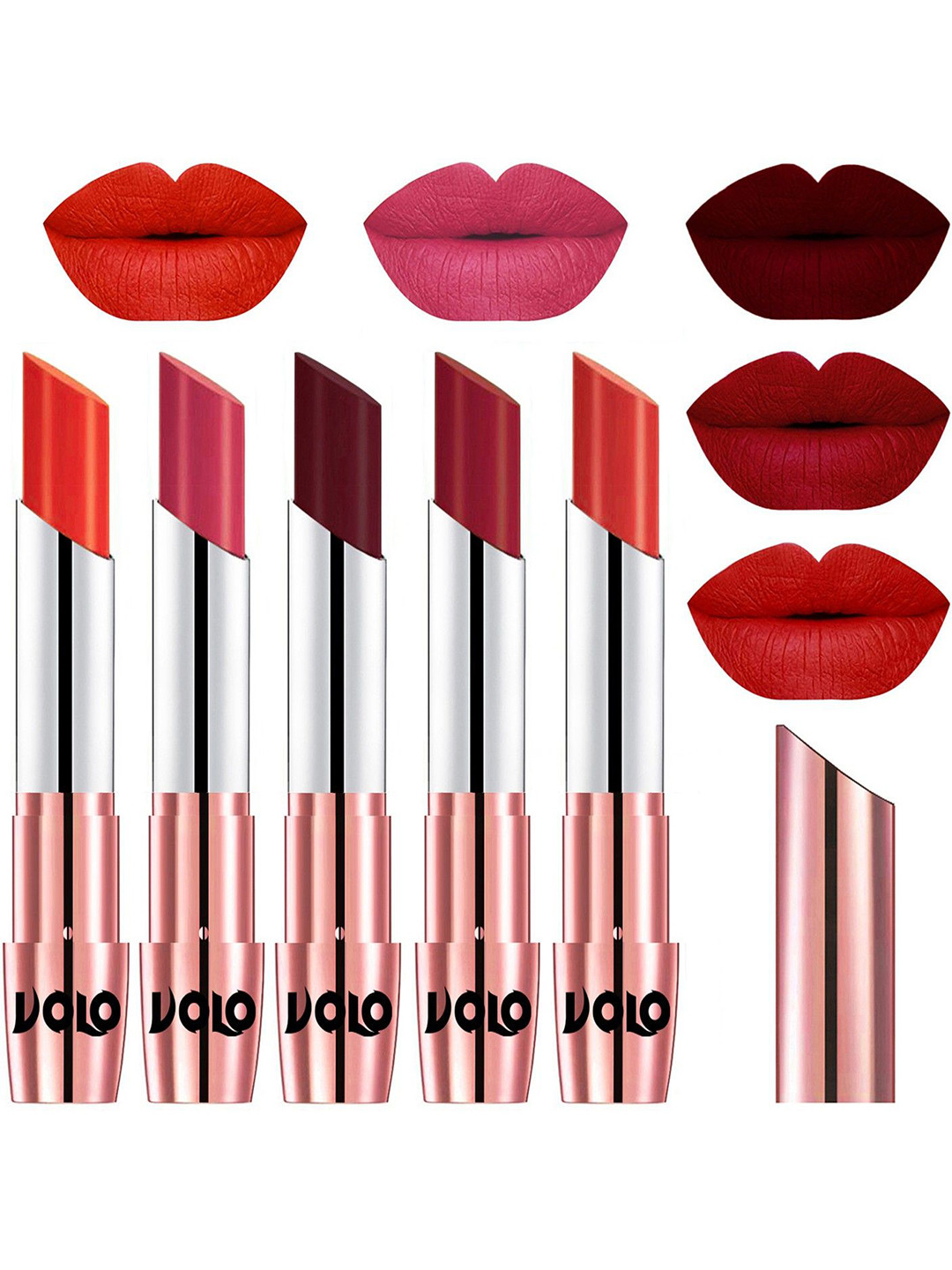 VOLO Set Of 5 Creme Matte Lipstick - 3.5 g Each - 39-41-42-43-49