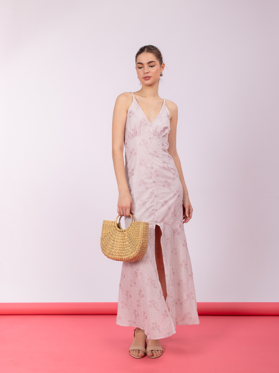 Stylecast X Hersheinbox Floral Embroidered Lace Sheath Maxi Dress