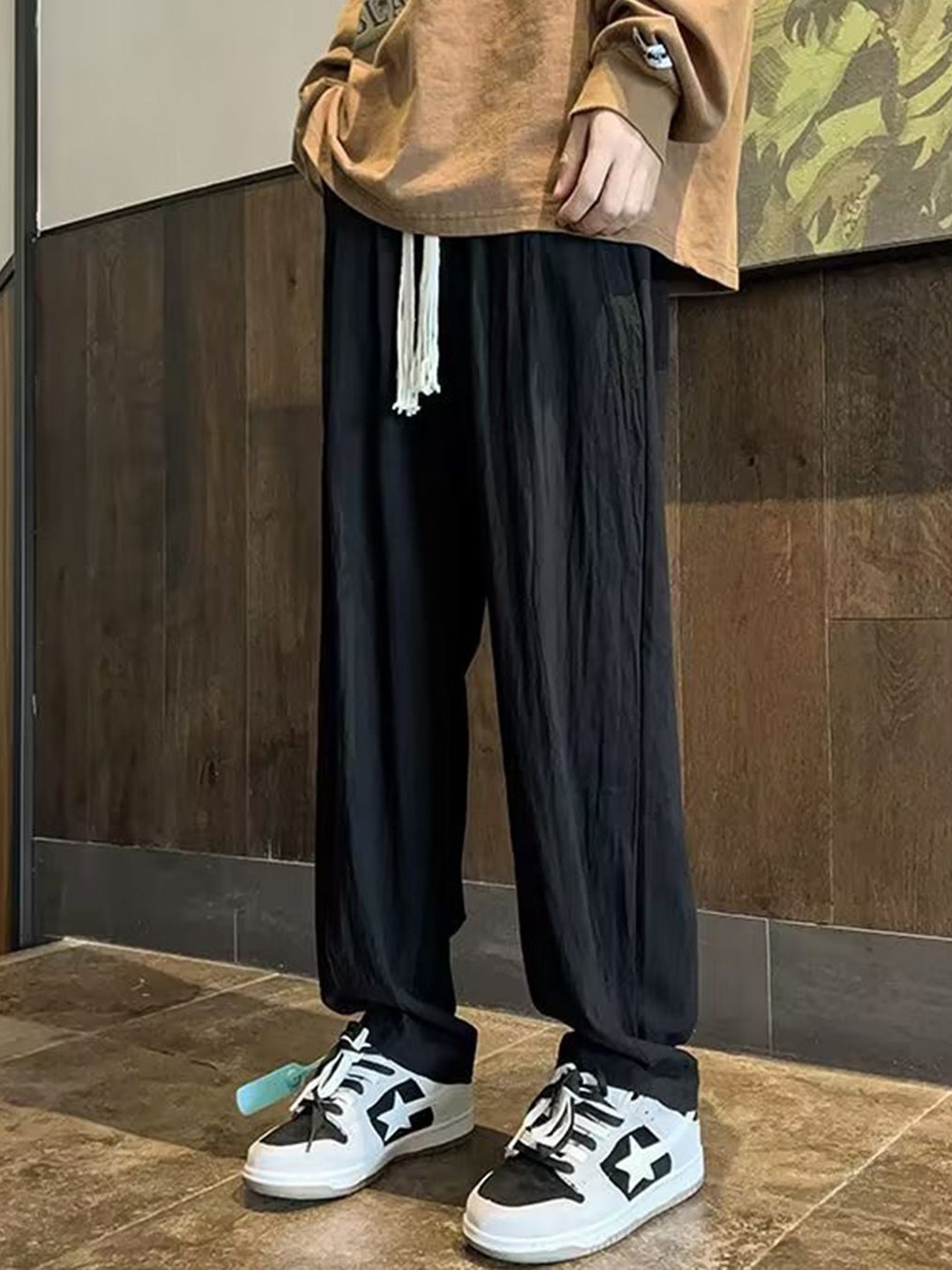 HERE&NOW Men Loose Fit Trousers 3003931-Black