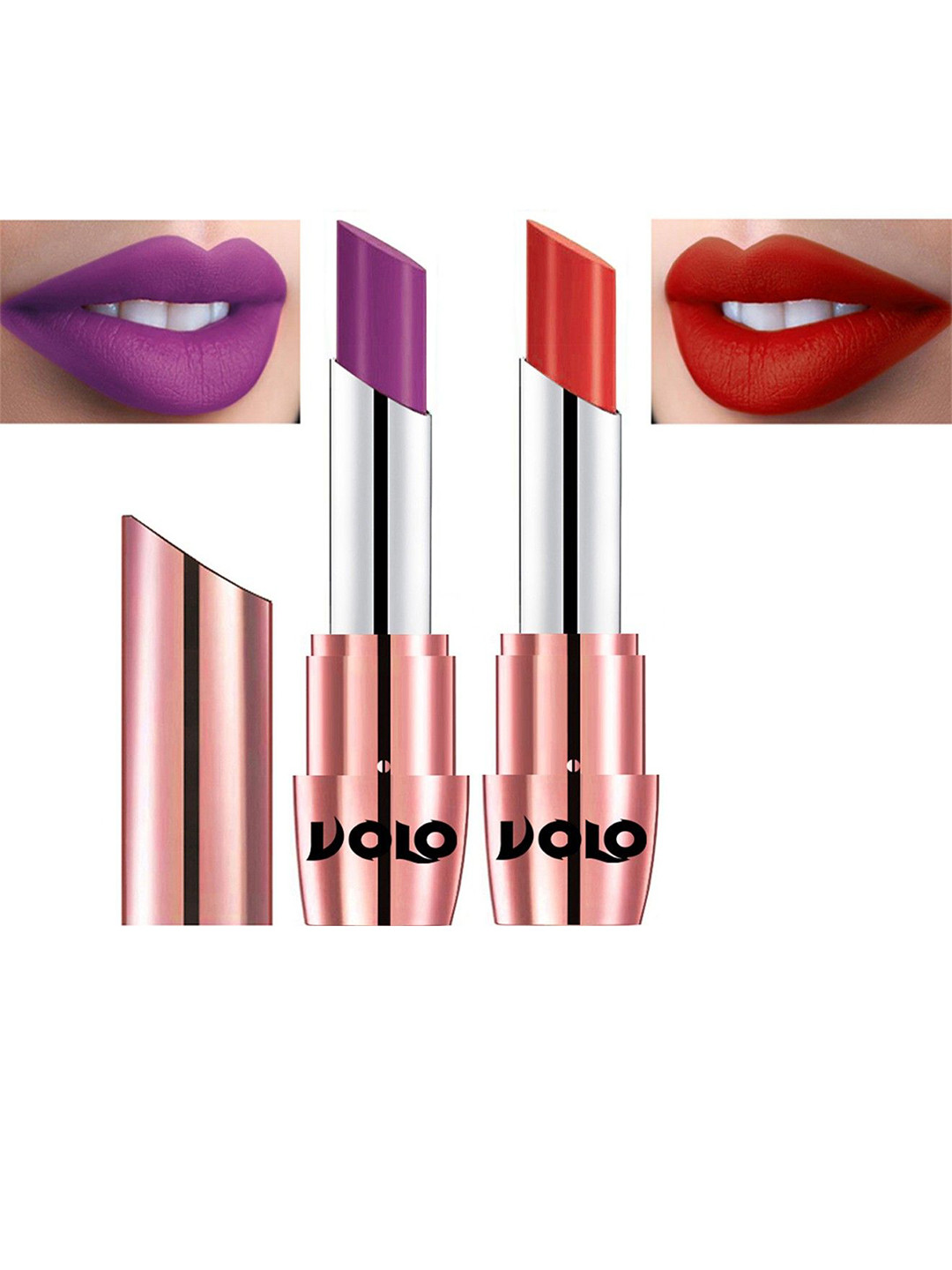 VOLO Set Of 2 Creme Matte Lipstick-3.5 g Each-648-Purple 649-Orange