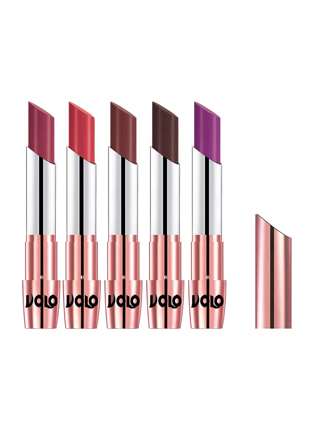 VOLO Set Of 5 Matte Lipstick - Cherry 31, Peach 33, Coffee 34, Chocolate 35, Purple 48