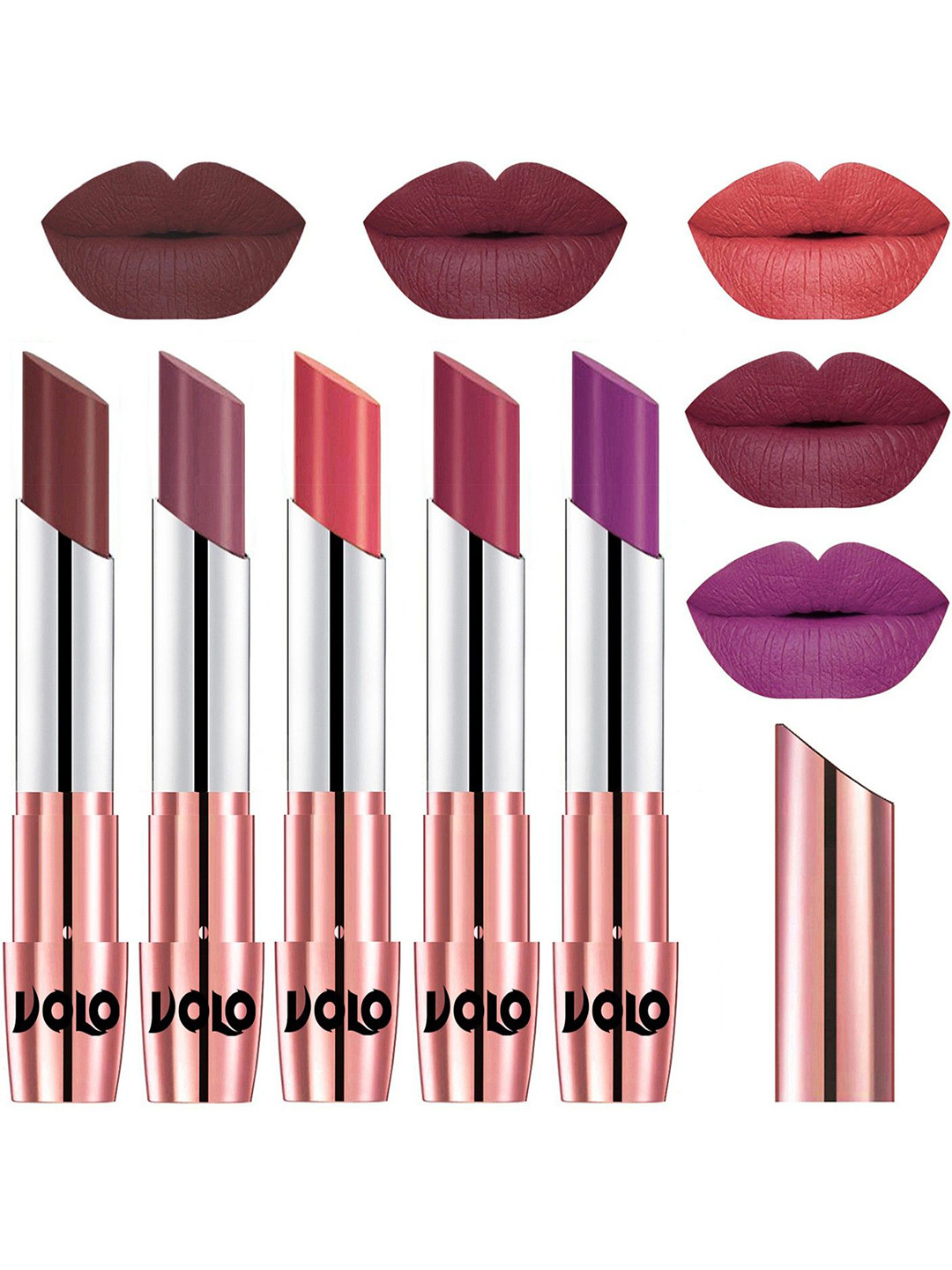 VOLO Set Of 5 Creme Matte Lipstick - 3.5g Each - 34-36-37-38-48