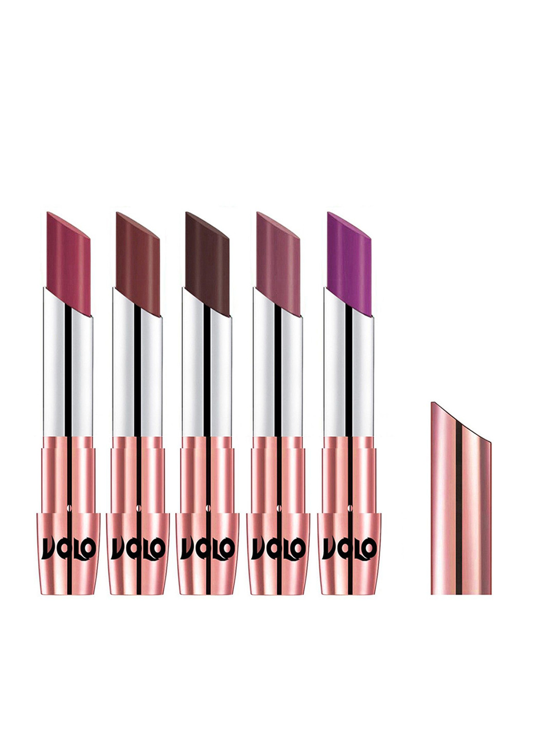 VOLO Set Of 5 Creme Matte Lipstick-17.5 g Each-31-Cherry 34-Coffee 35-Chocolate 36-Plum 48