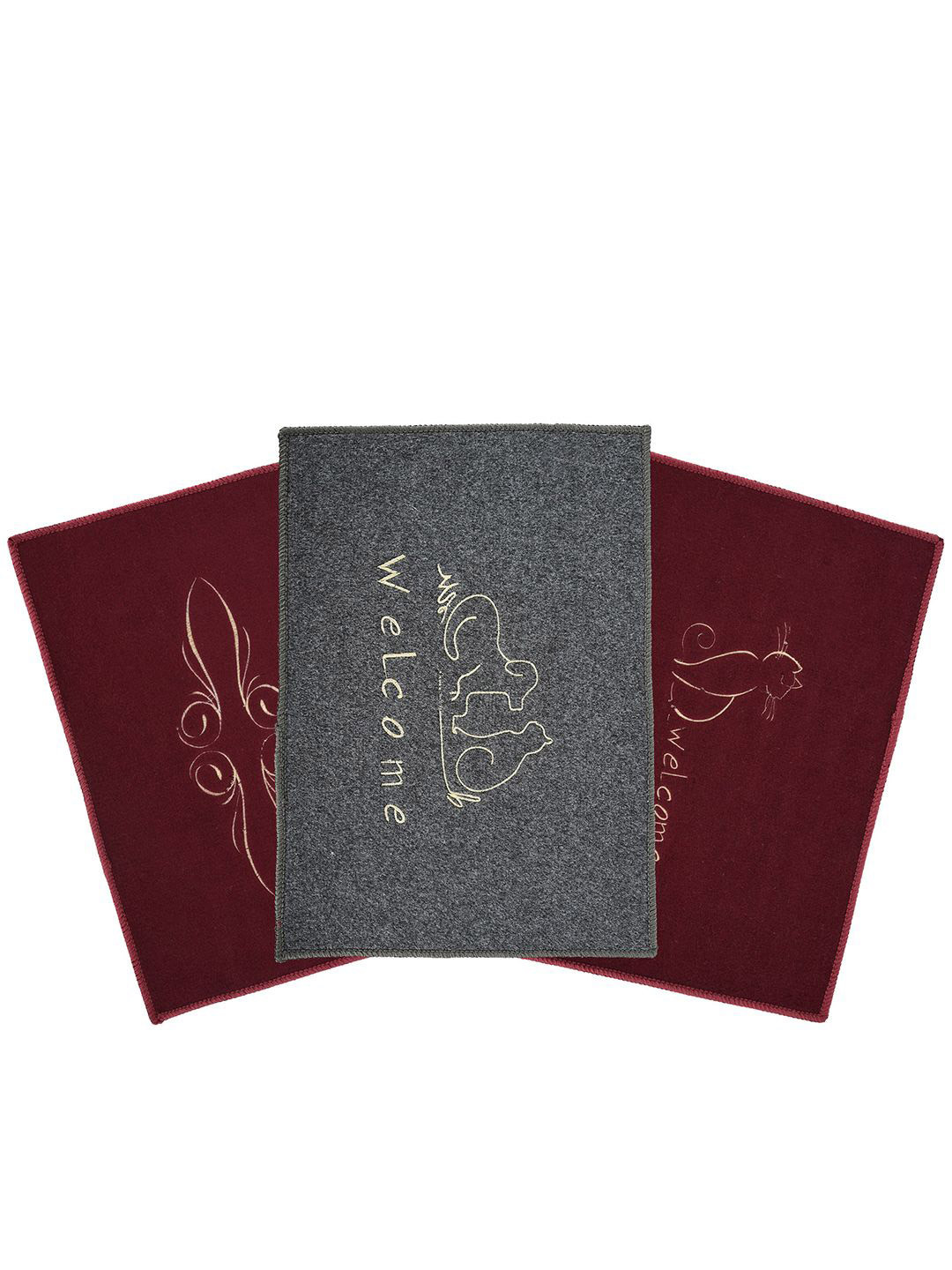 Kuber Industries Assorted 3 Pieces Embroidery Microfibre Anti-Skid Doormats