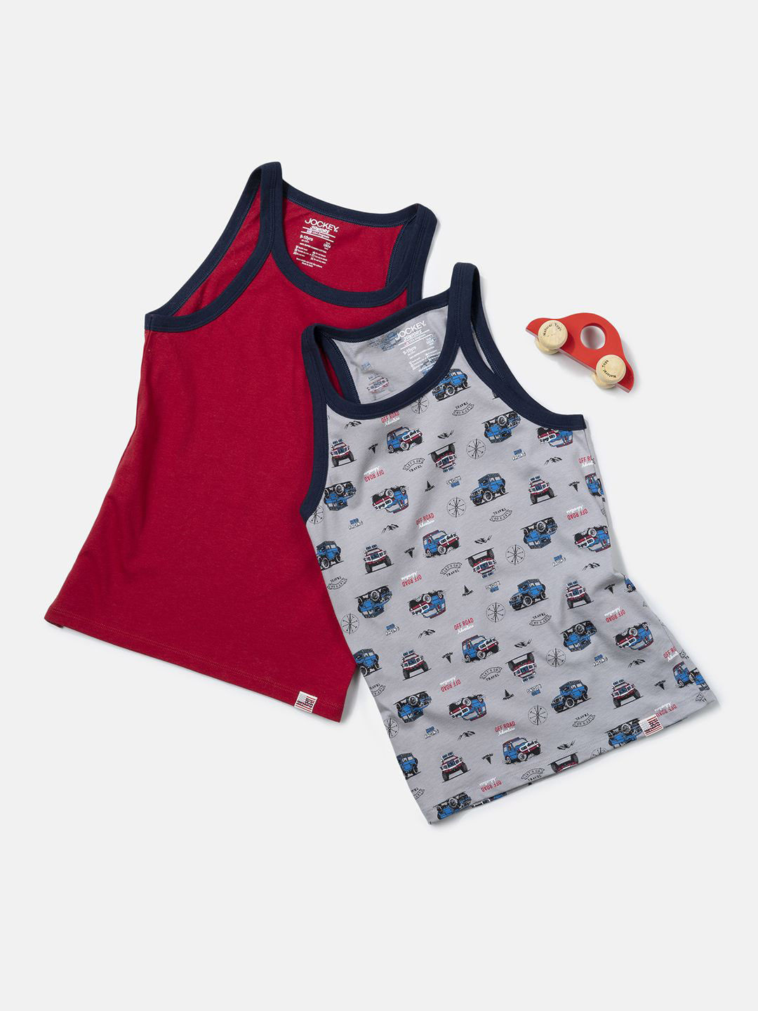 Jockey Boys Pack of 2 Super Combed Cotton Printed Round Neck Sleeveless Vest-ub24